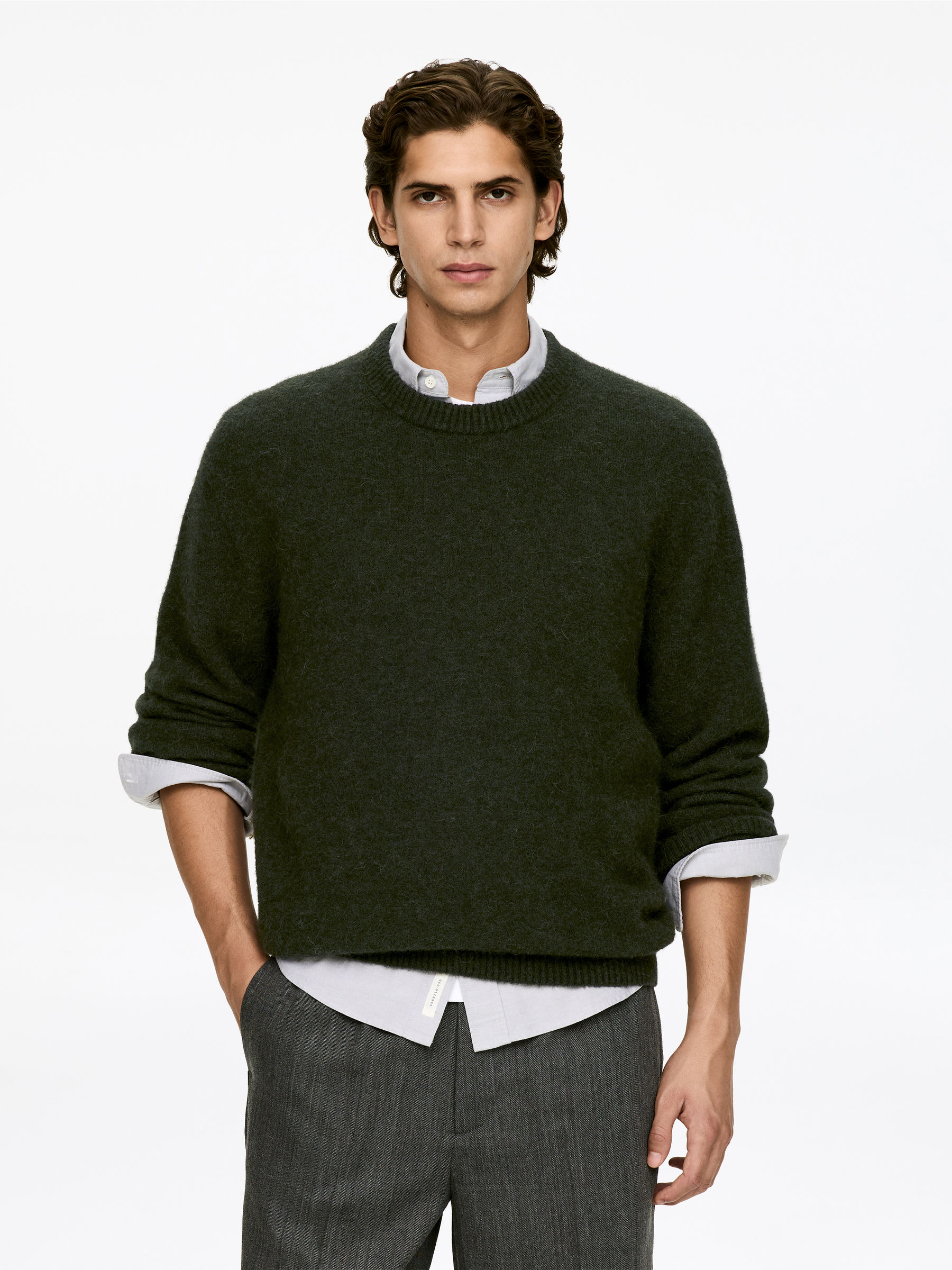 Alpaca-Wool Blend Jumper - Dark Green - Regular fit - Men - StillMedia/Lookbook - 3