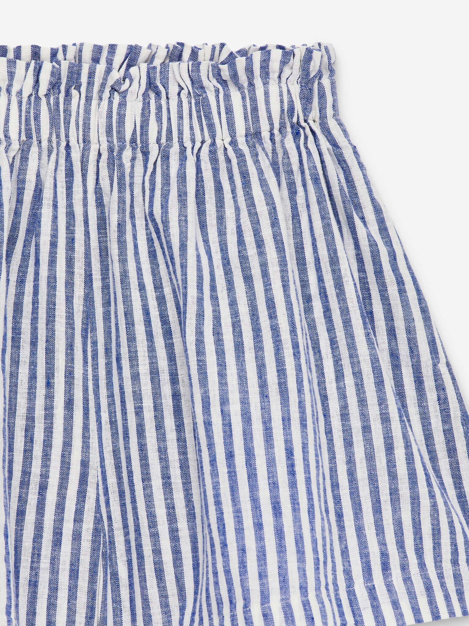 Široké ľanové šortky - Modrá/Biela - 2