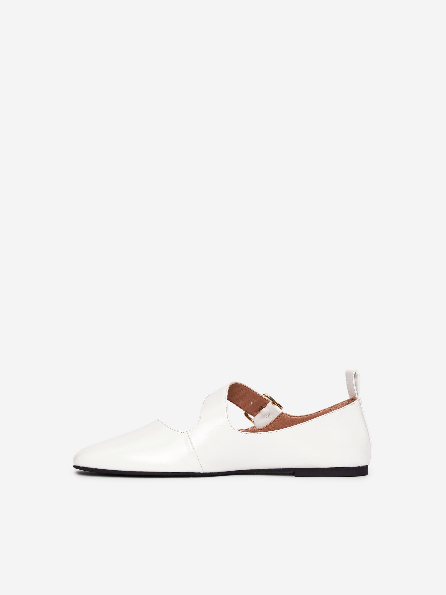 Mary Jane Leather Ballet Flats - White - Women - StillMedia/DescriptiveStillLife - 3