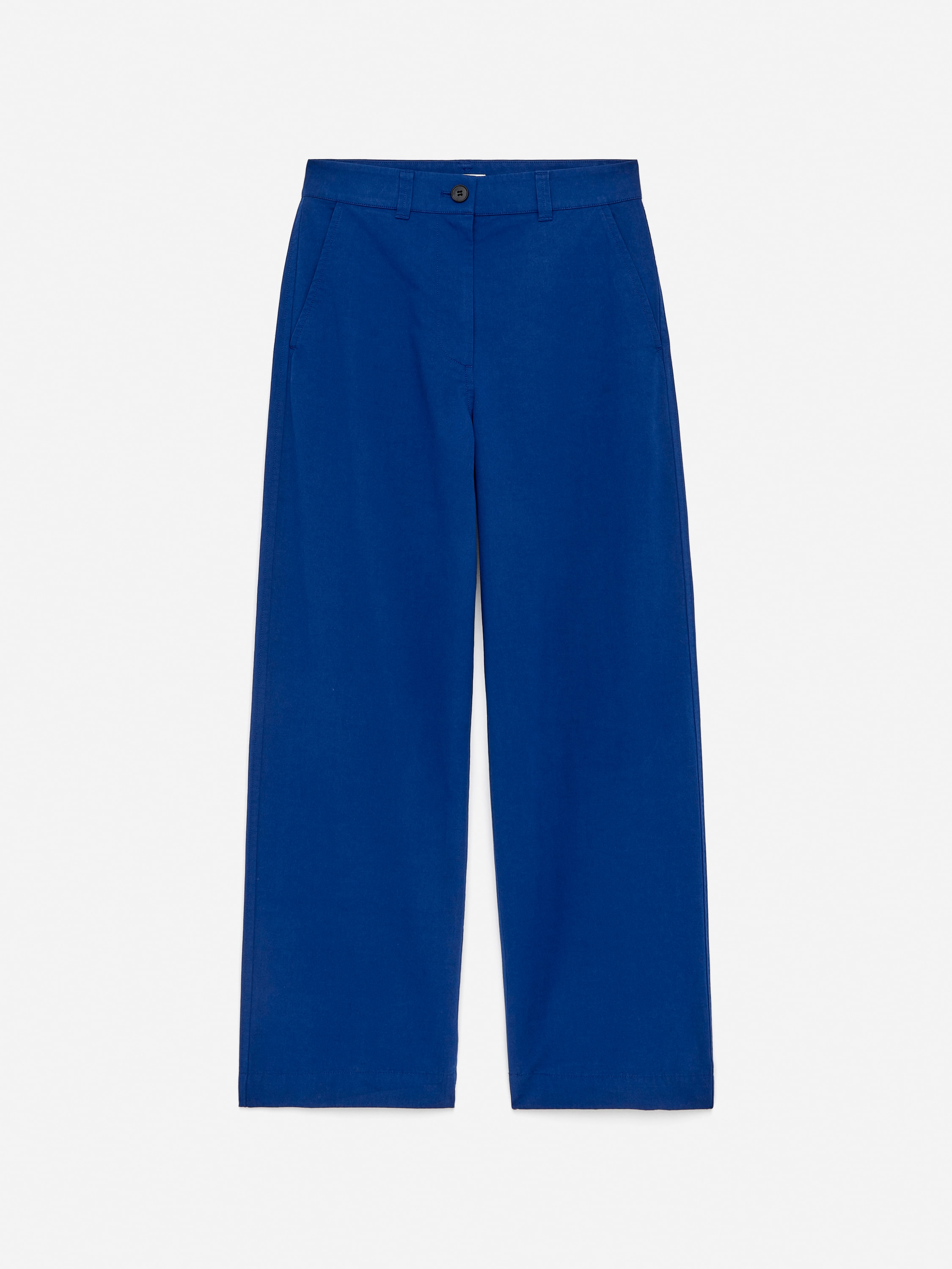 Cotton-Linen Chino Trousers - Μπλε