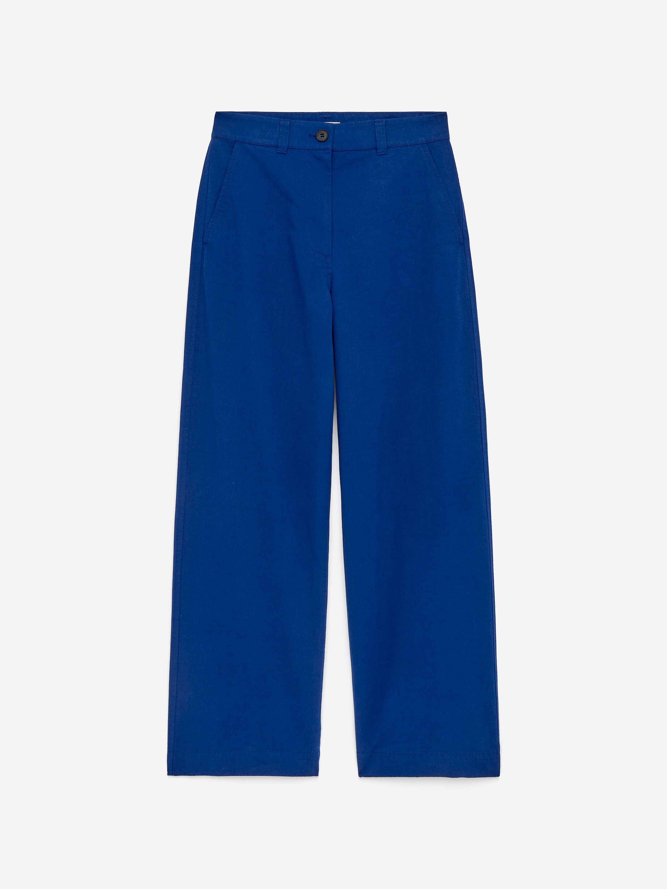 Pantalon chino en coton et lin-Blue-15861