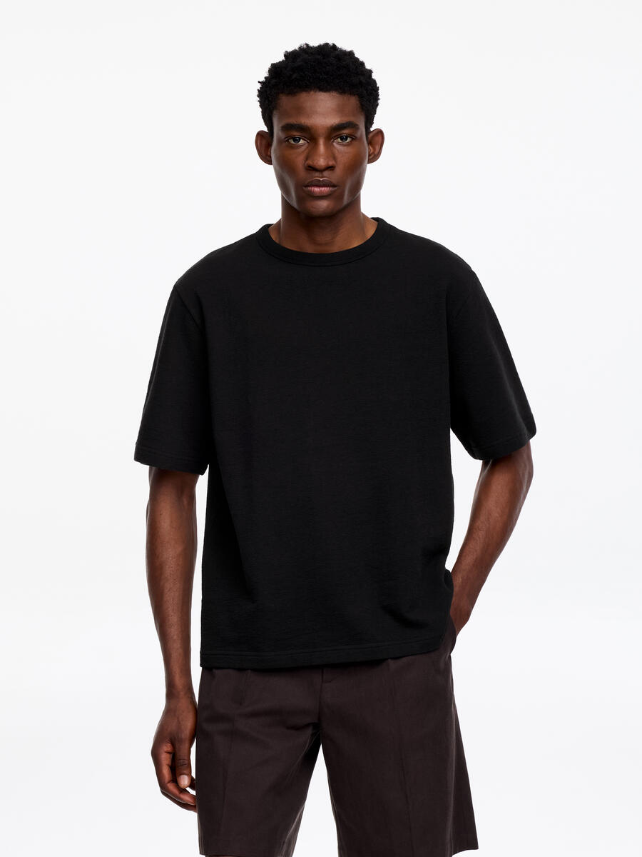 ARKET Men's  Relaxed Bouclé T-Shirt Black,  size XL