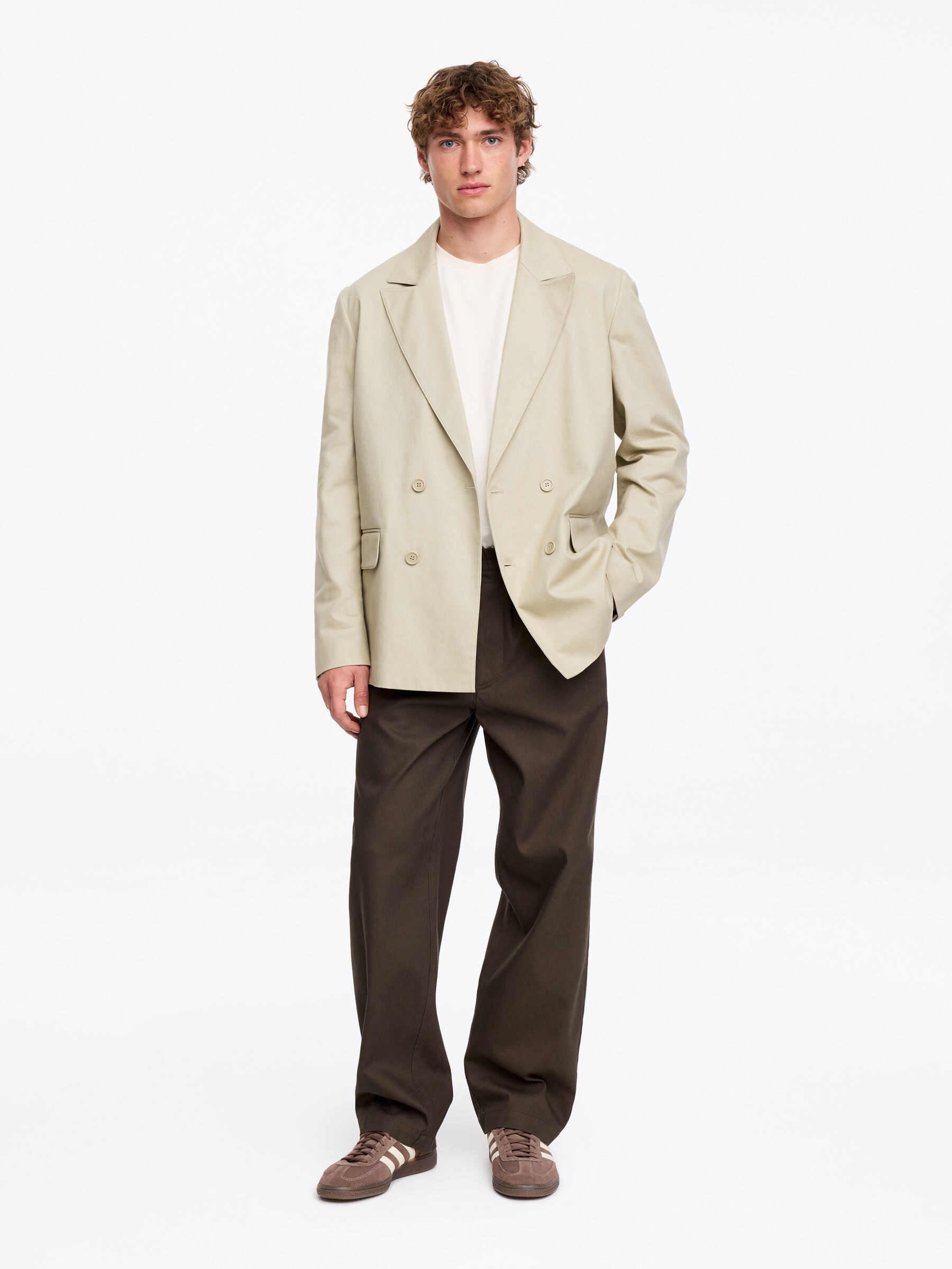 Double-Breasted Blazer-#B7B2AC-19103