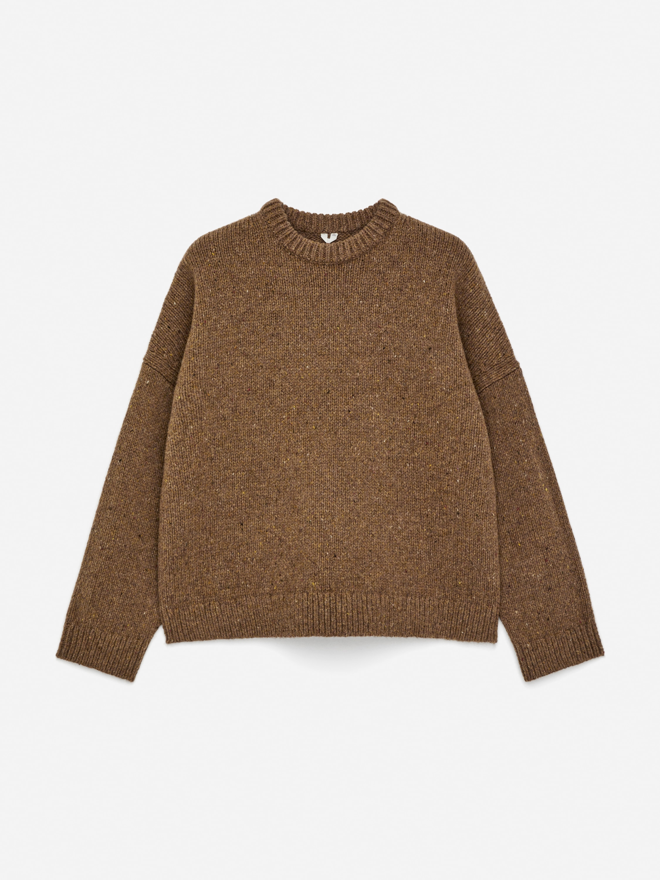 Jersey de cuello redondo en lana - Marrón jaspeado