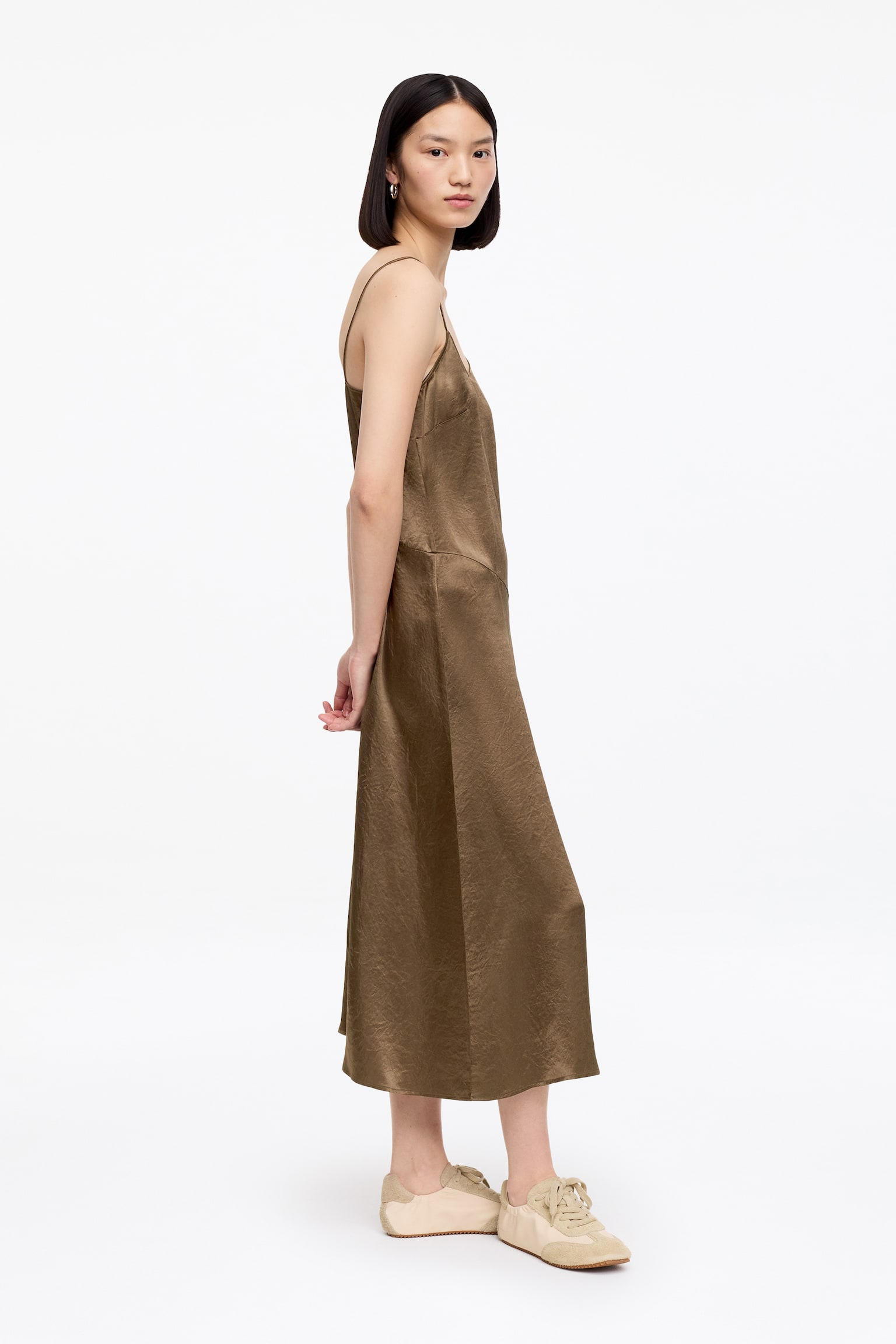 Satijnen slipdress - Bruin - 5