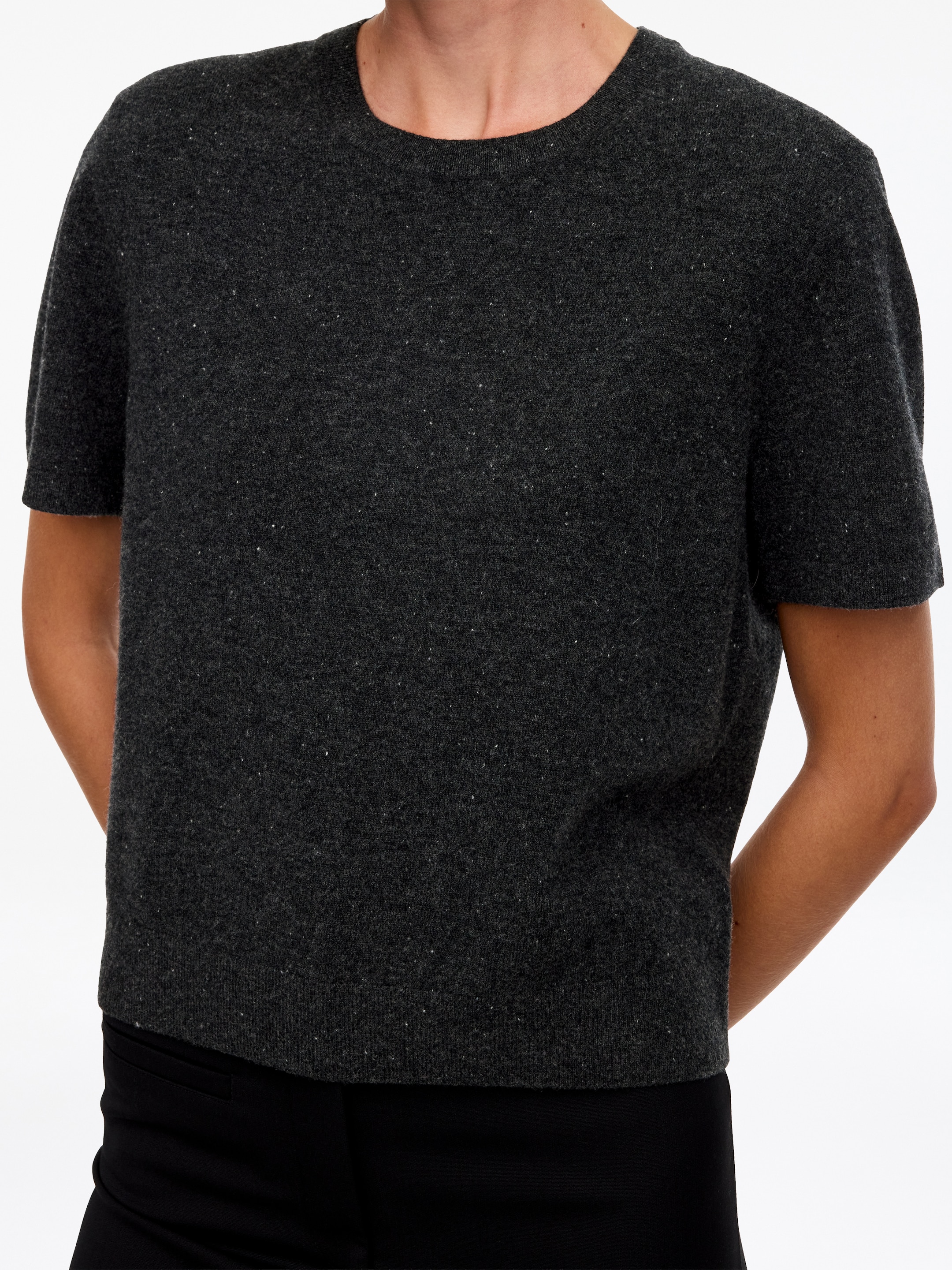 Wool Knitted T-Shirt - Dark Grey Melange - Regular fit - women - StillMedia/Lookbook - 5