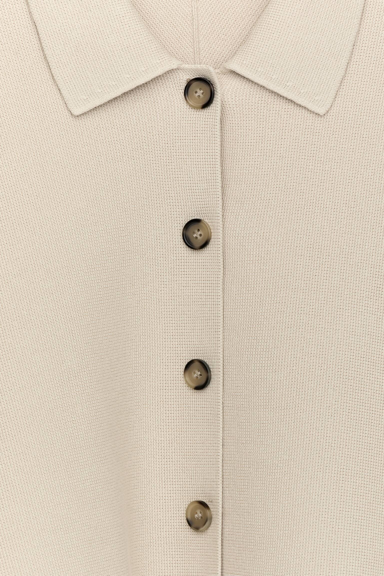 Pletená bavlněná bunda - Béžová/Tmavě modrá - 4