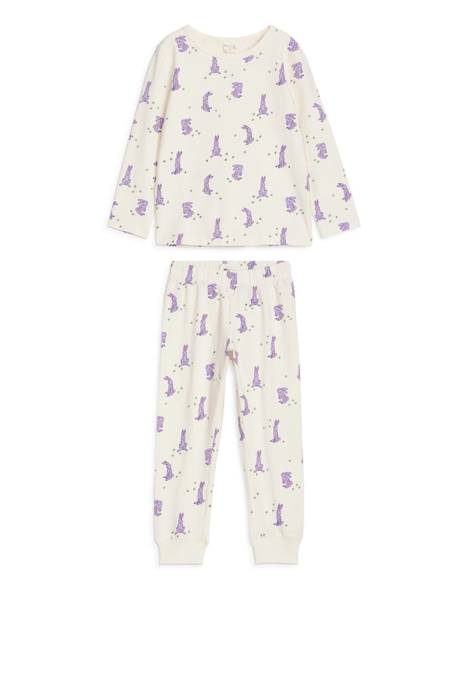 Jersey-Pyjama - Weiß/Blau/Weiß/Blau/Schwarz/Dunkelblau/Dinosaurier/Rosa/Rot/Flieder/Herzen/Rosa/Herzen/Rot/Cremeweiß/Rosa/Orange/Blau/Orange - 1