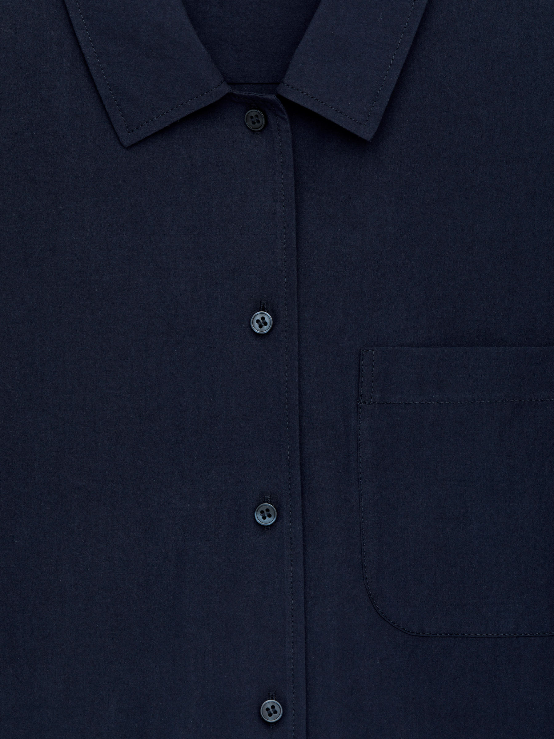 Cropped Poplin Shirt - Dark Blue - Regular fit - Women - StillMedia/DescriptiveDetail - 1