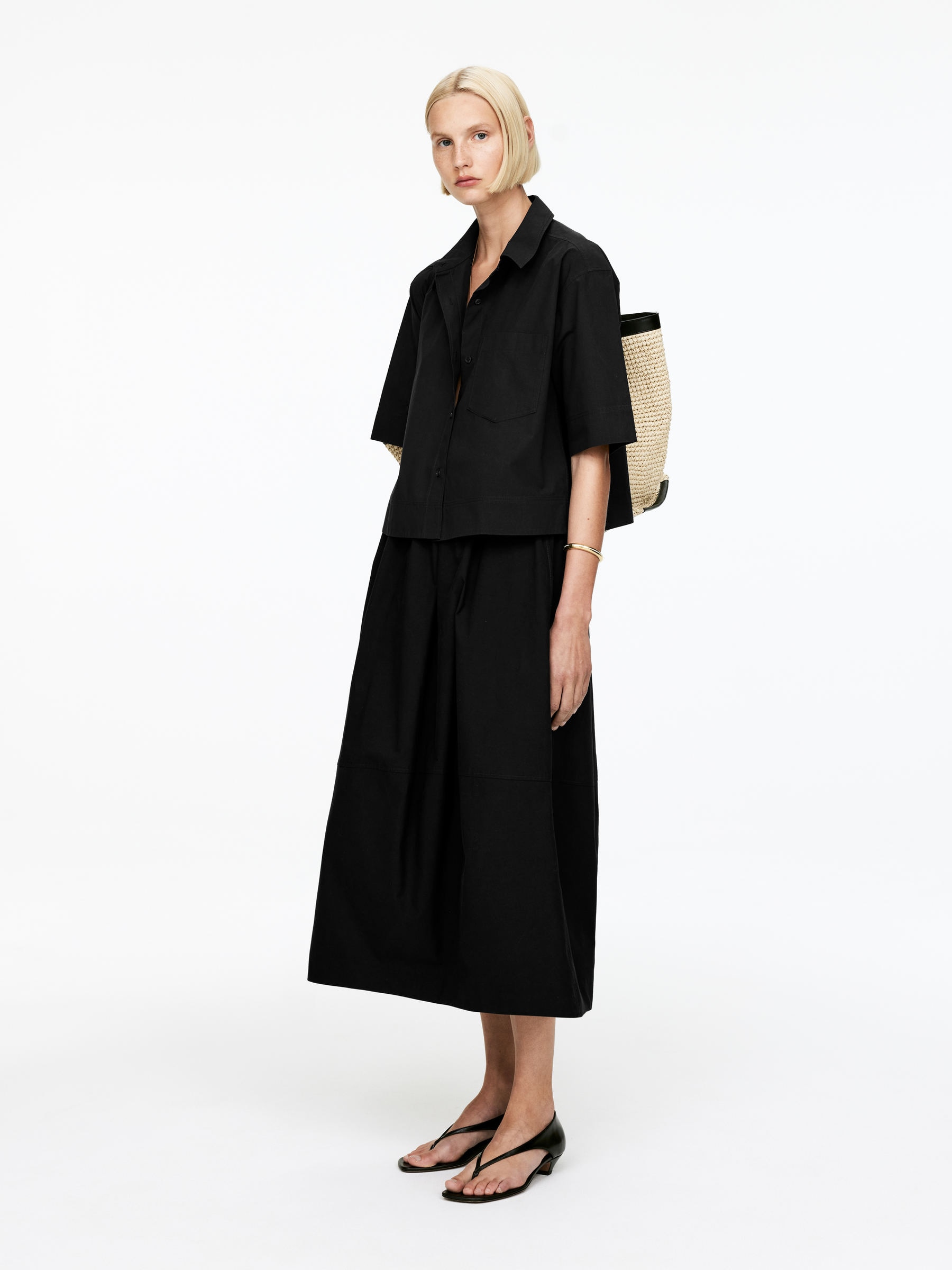 Short-Sleeve Cotton Shirt - Black - Regular fit - Women - StillMedia/Lookbook - 4