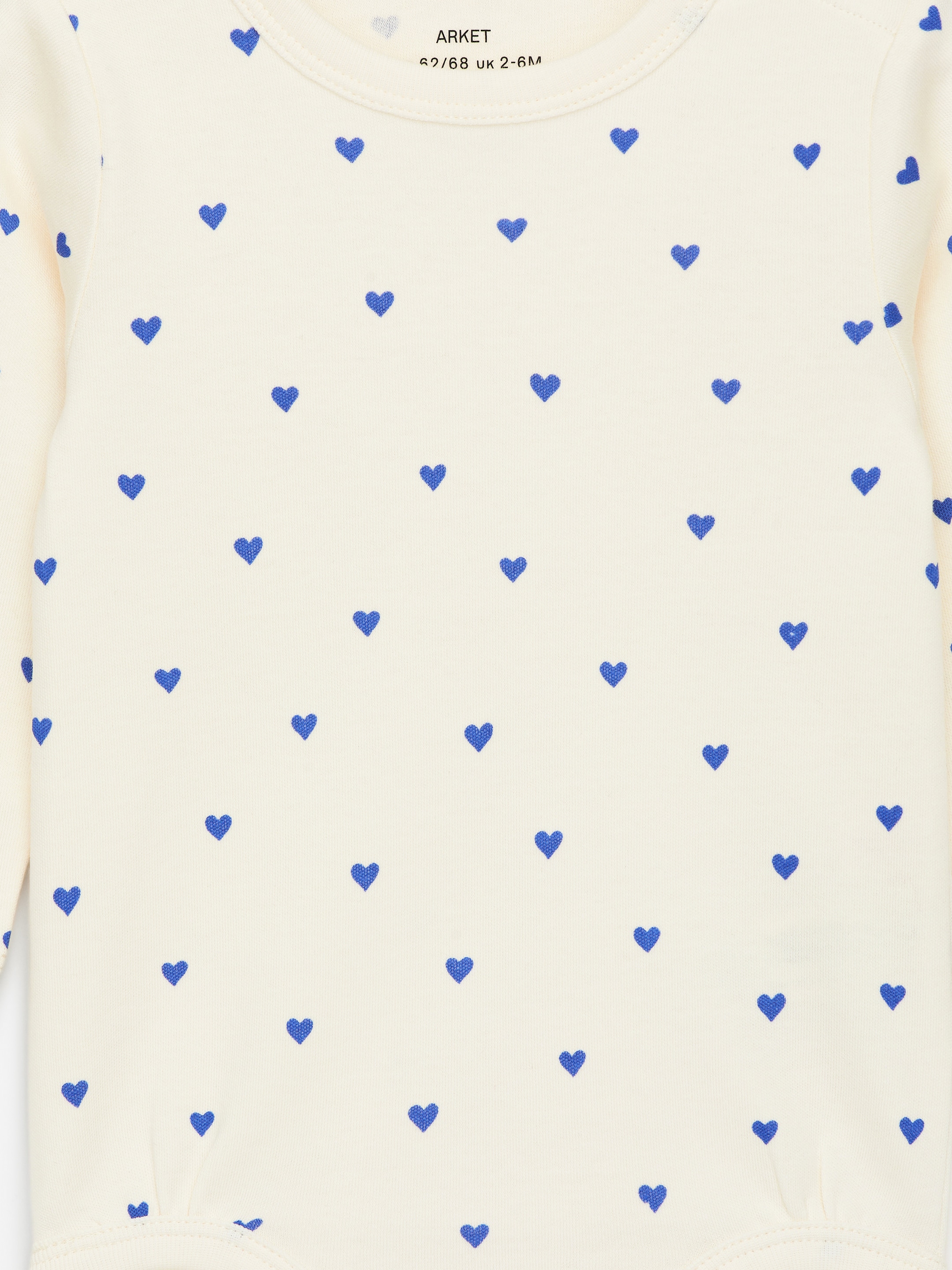 View larger image: Long-Sleeve Bodysuit - Off White/Blue Hearts - Kids | H&M GB 3