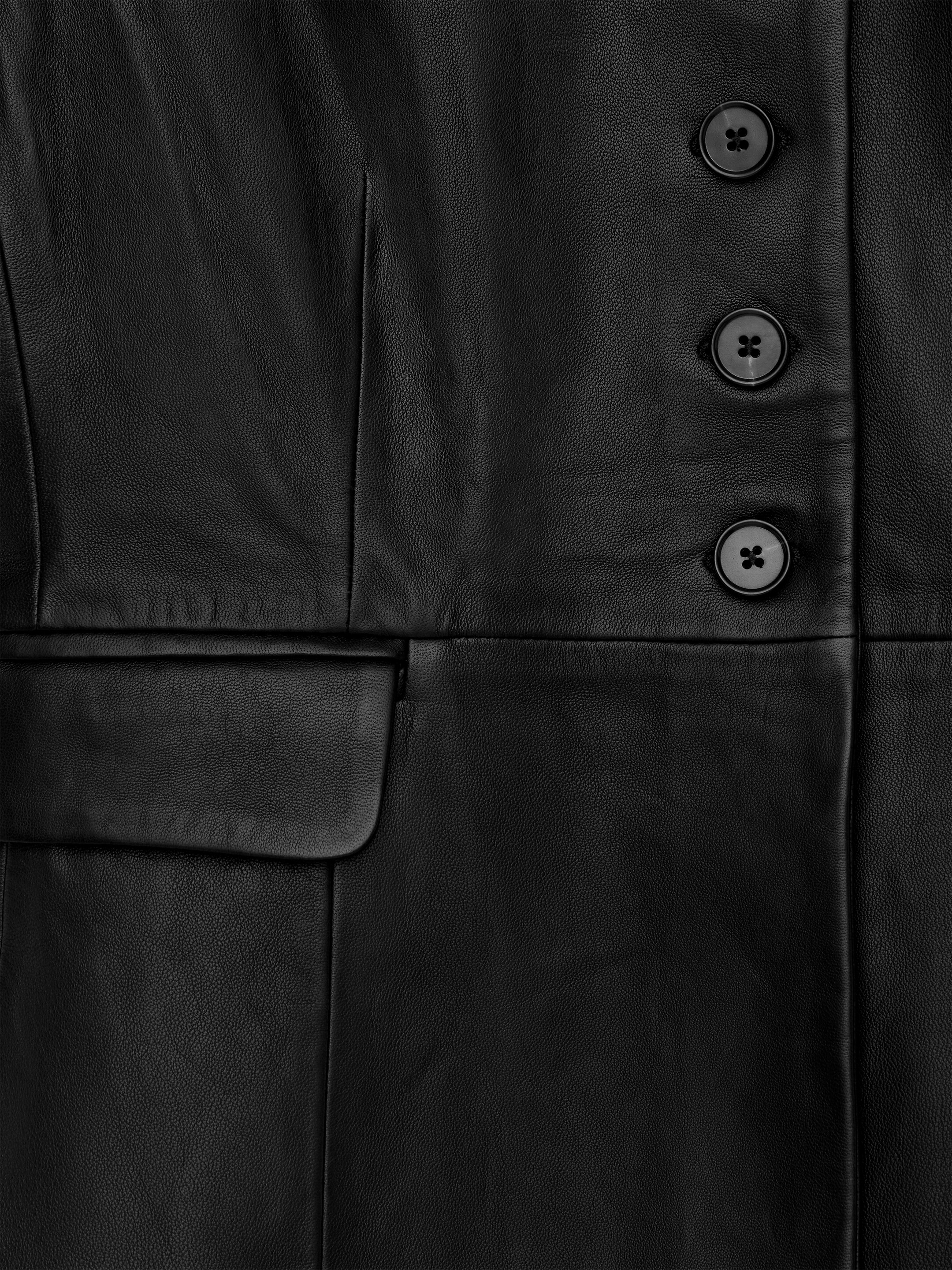 Collarless Leather Blazer - Black - Slim fit - Women - StillMedia/DescriptiveDetail - 1
