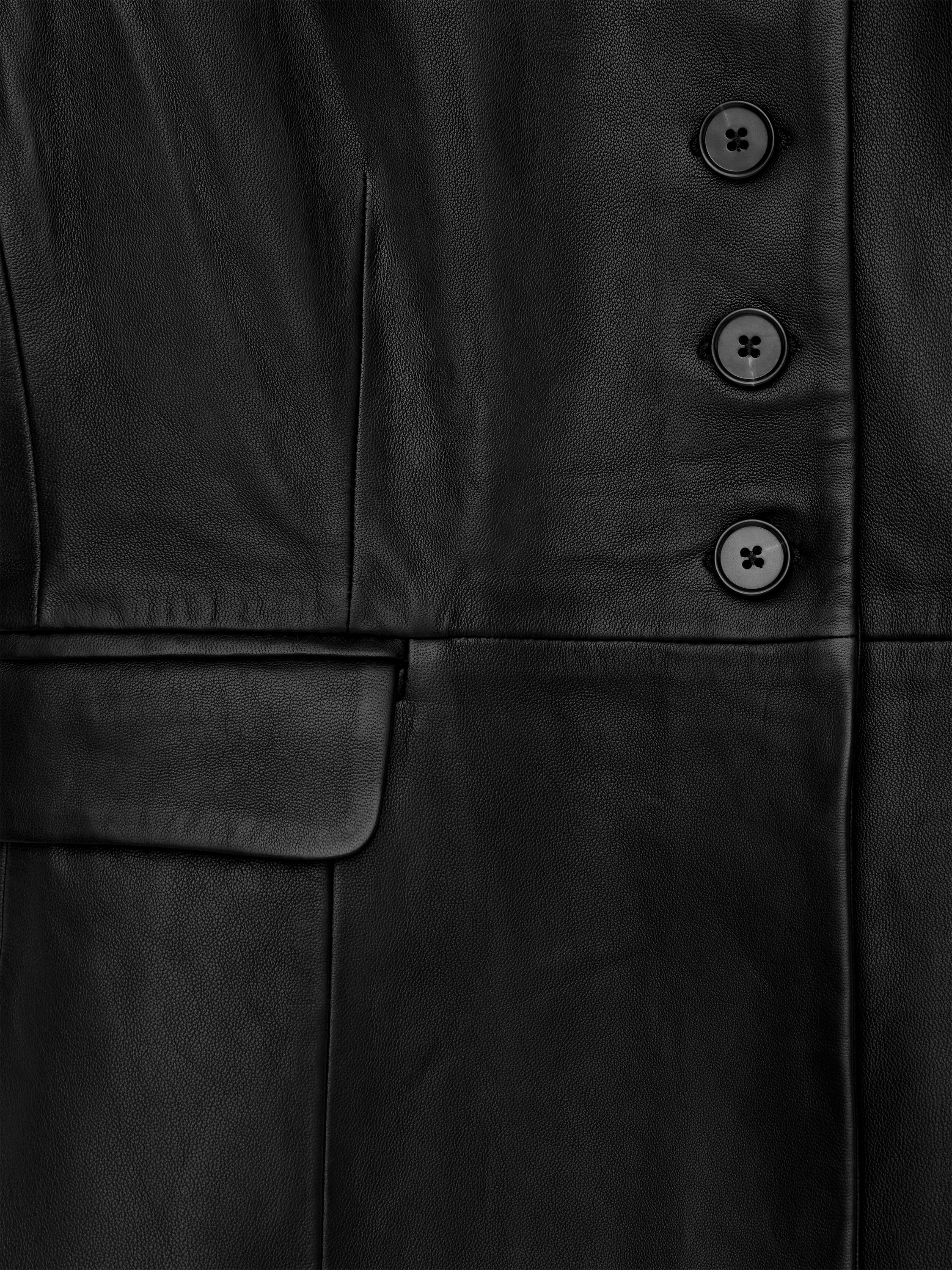 Collarless Leather Blazer - Black - Slim fit - Women - StillMedia/DescriptiveDetail - 1