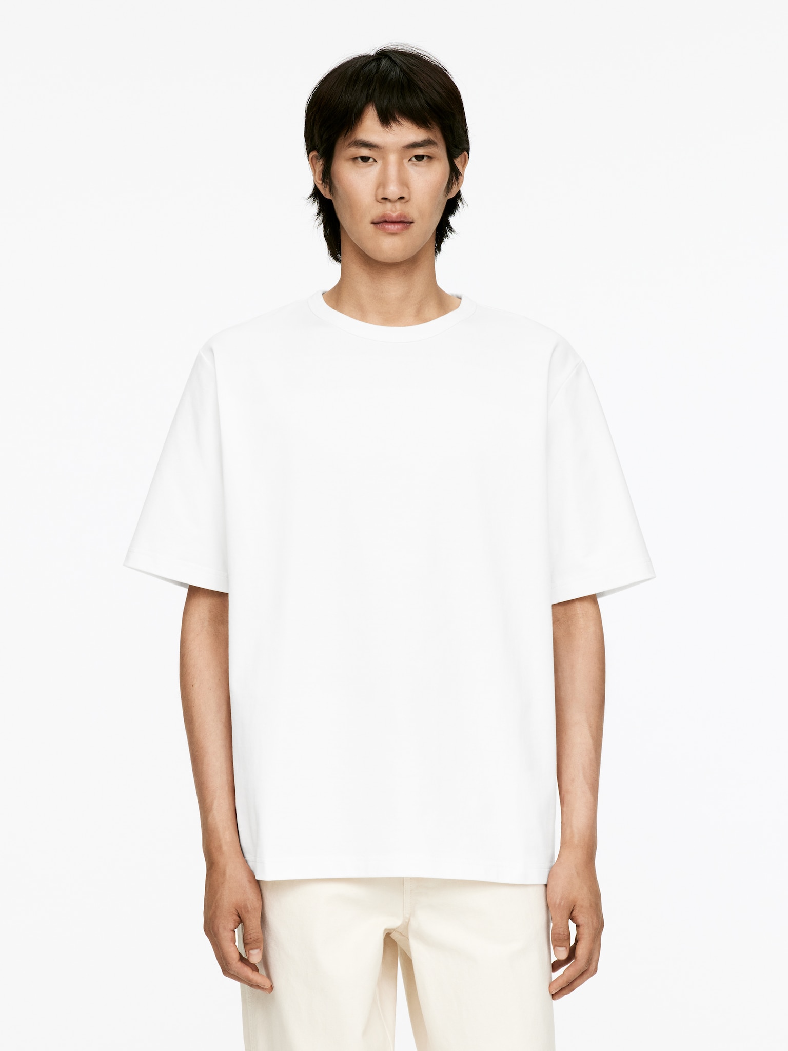 Oversize-T-Shirt, 270 GSM - Weiß/Hafer/Schwarz/Dunkelblau