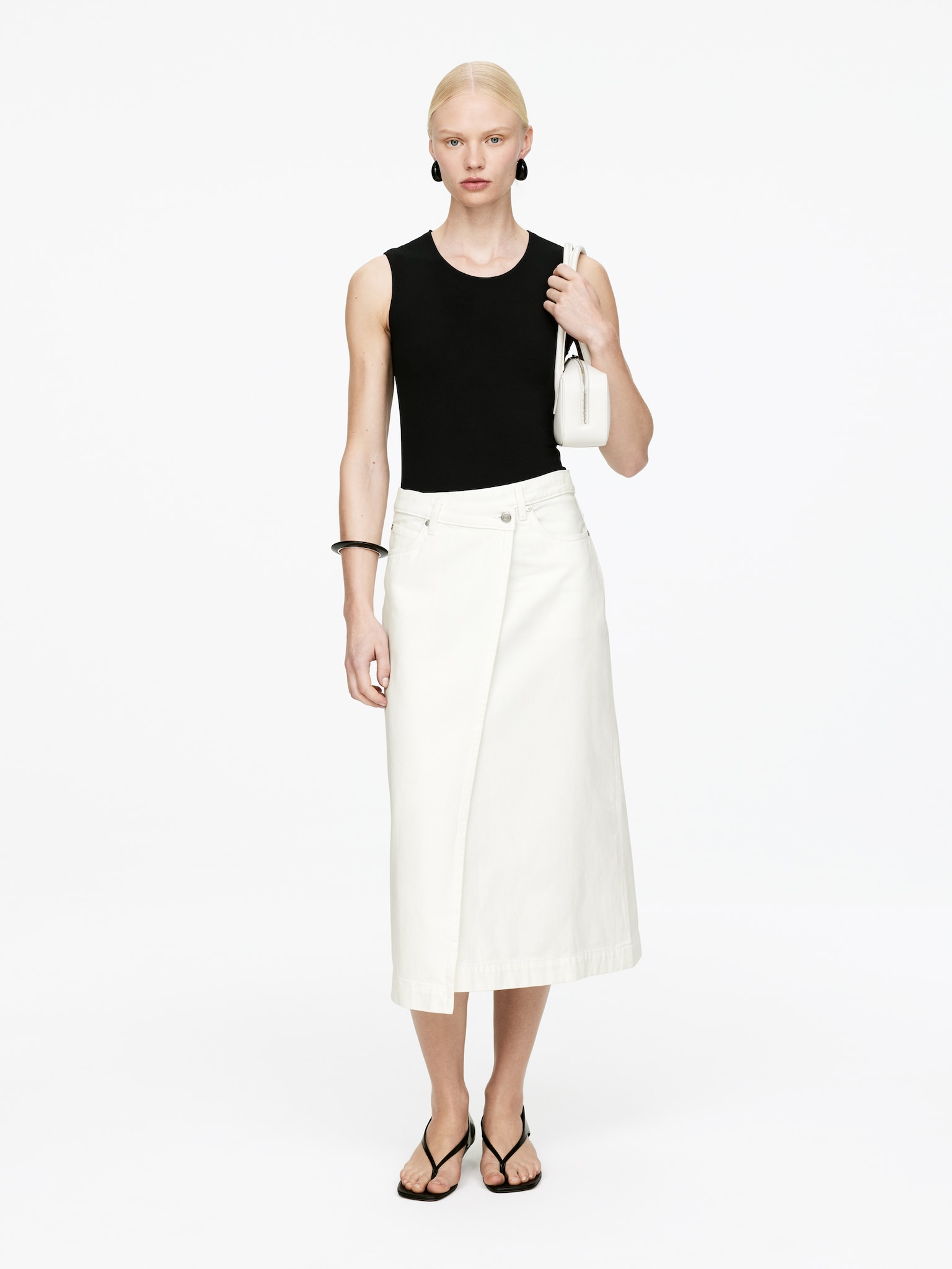 Denim Wrap Skirt - White