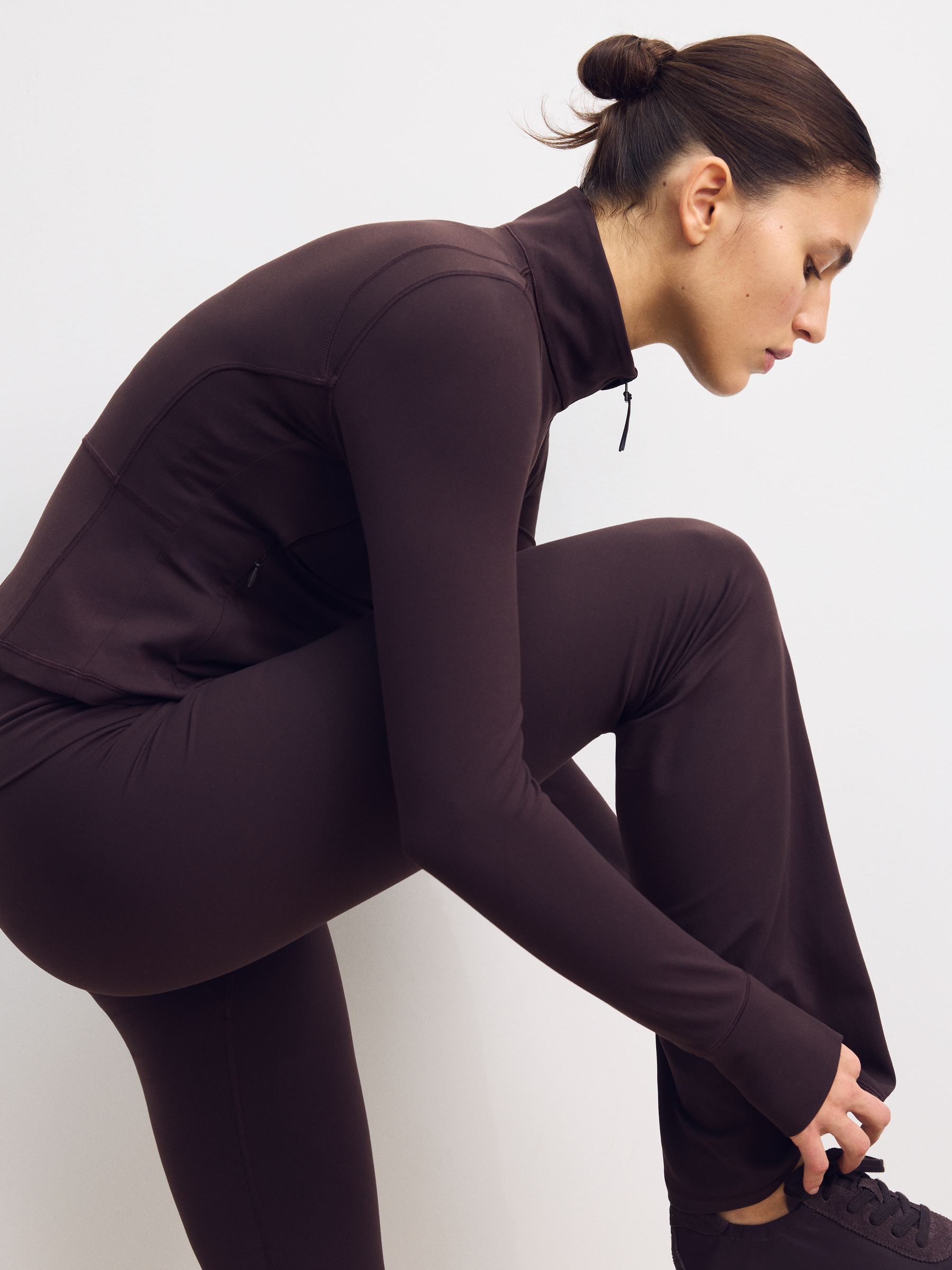 Suede-Nylon Trainers - Dark Brown - Women - StillMedia/Environmental - 1