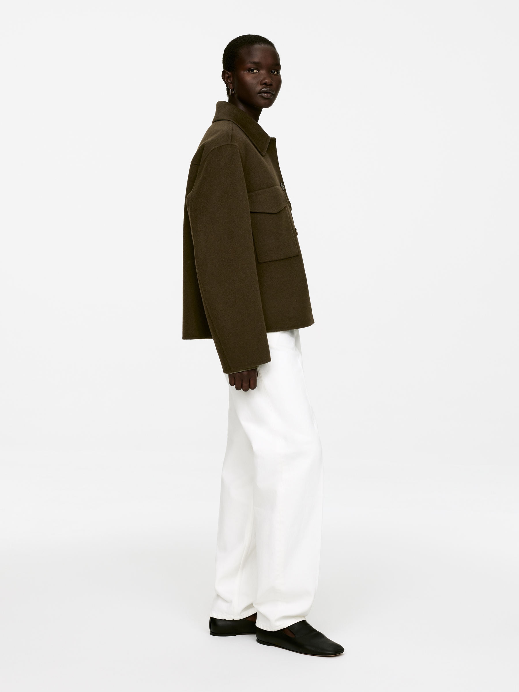 Double-Face Wool Overshirt - Khaki Green - Regular fit - Women - StillMedia/Lookbook - 10