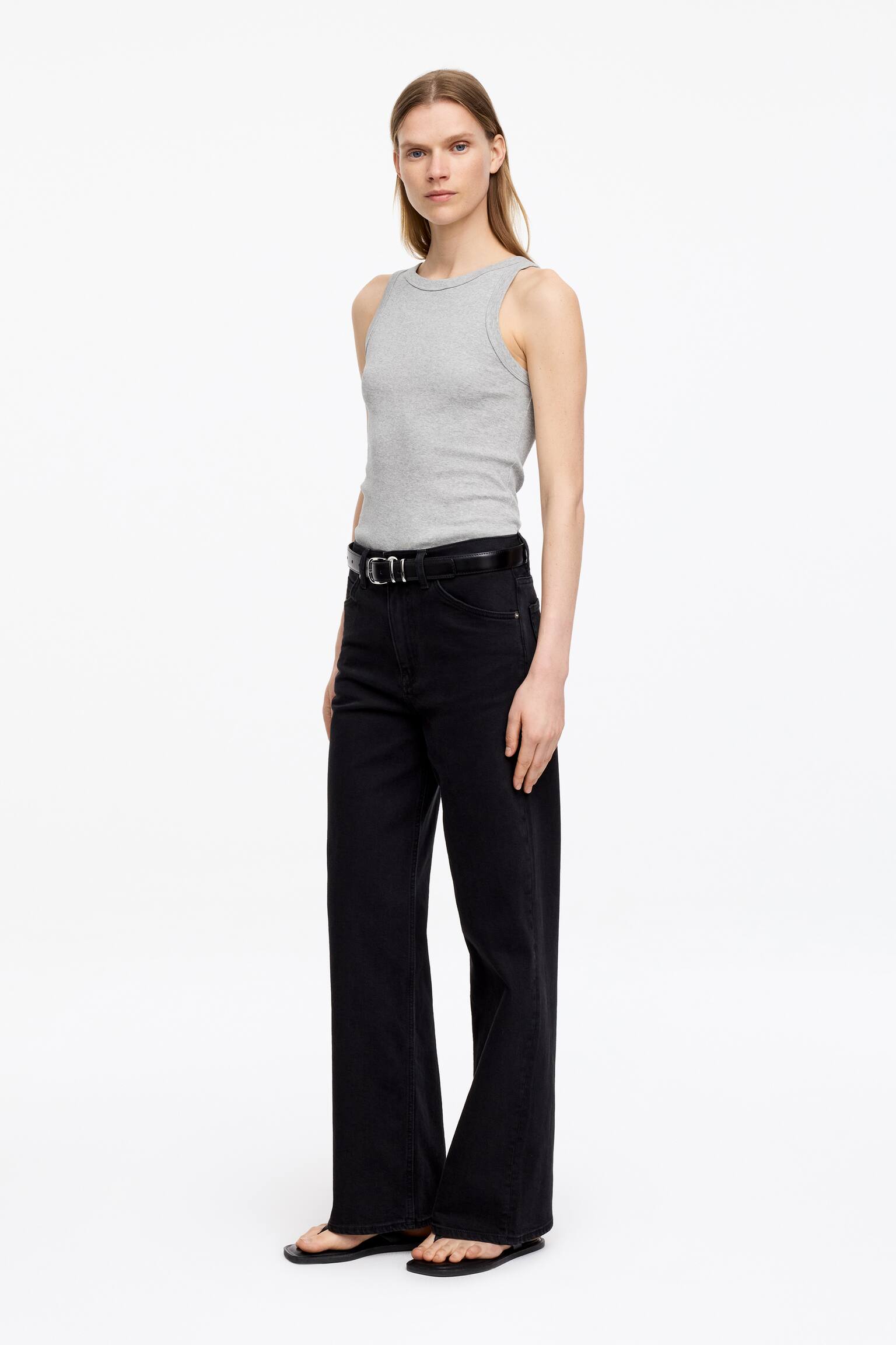 Ribbat linne - Grå/Svart/Vit - 4