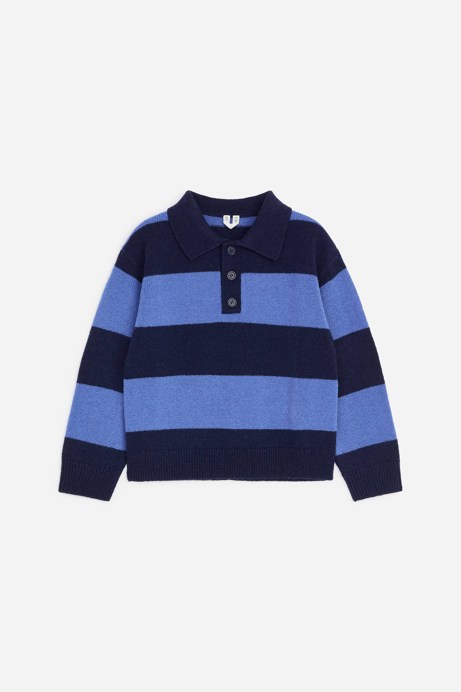 Visualizza l'immagine ingrandita: Gestricktes Poloshirt aus Wolle - Blau - BAMBINO | H&M CH 1
