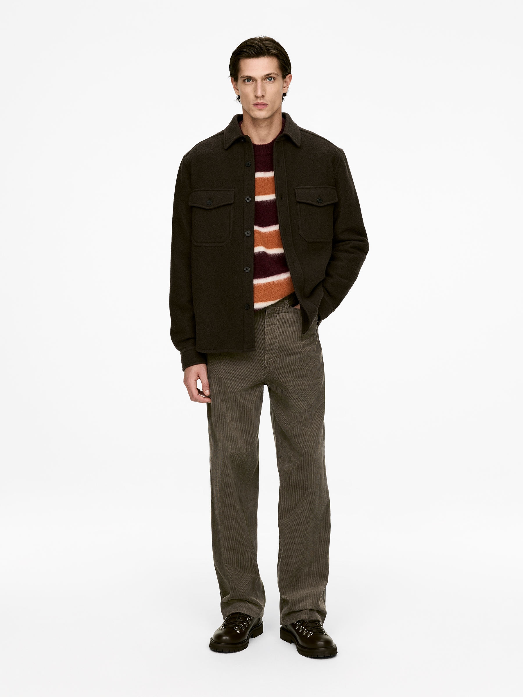 Relaxed Corduroy Trousers-#5D5950-16684
