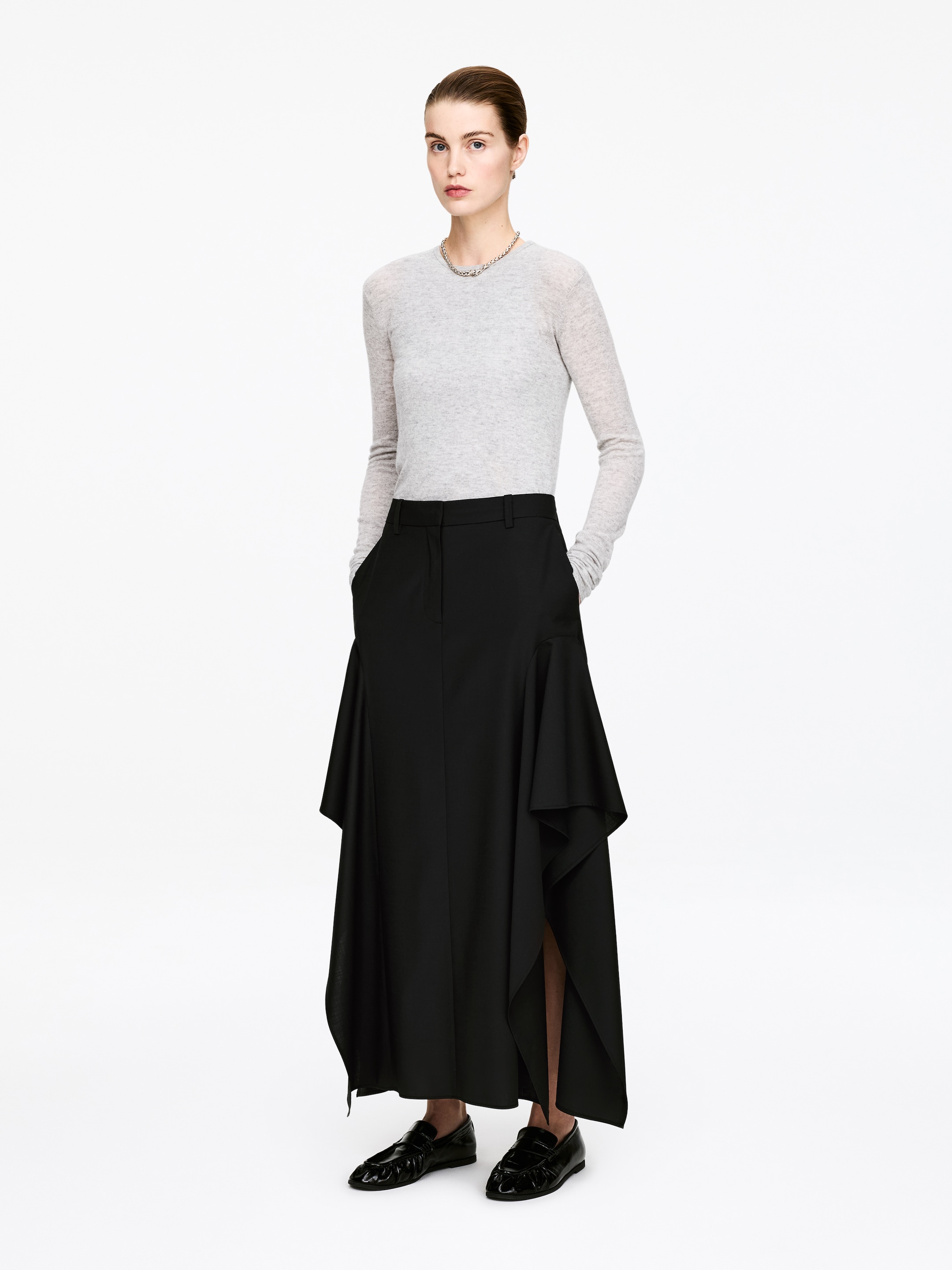 Tailored Frill Skirt - Black - Regular fit - Women - StillMedia/Lookbook - 6
