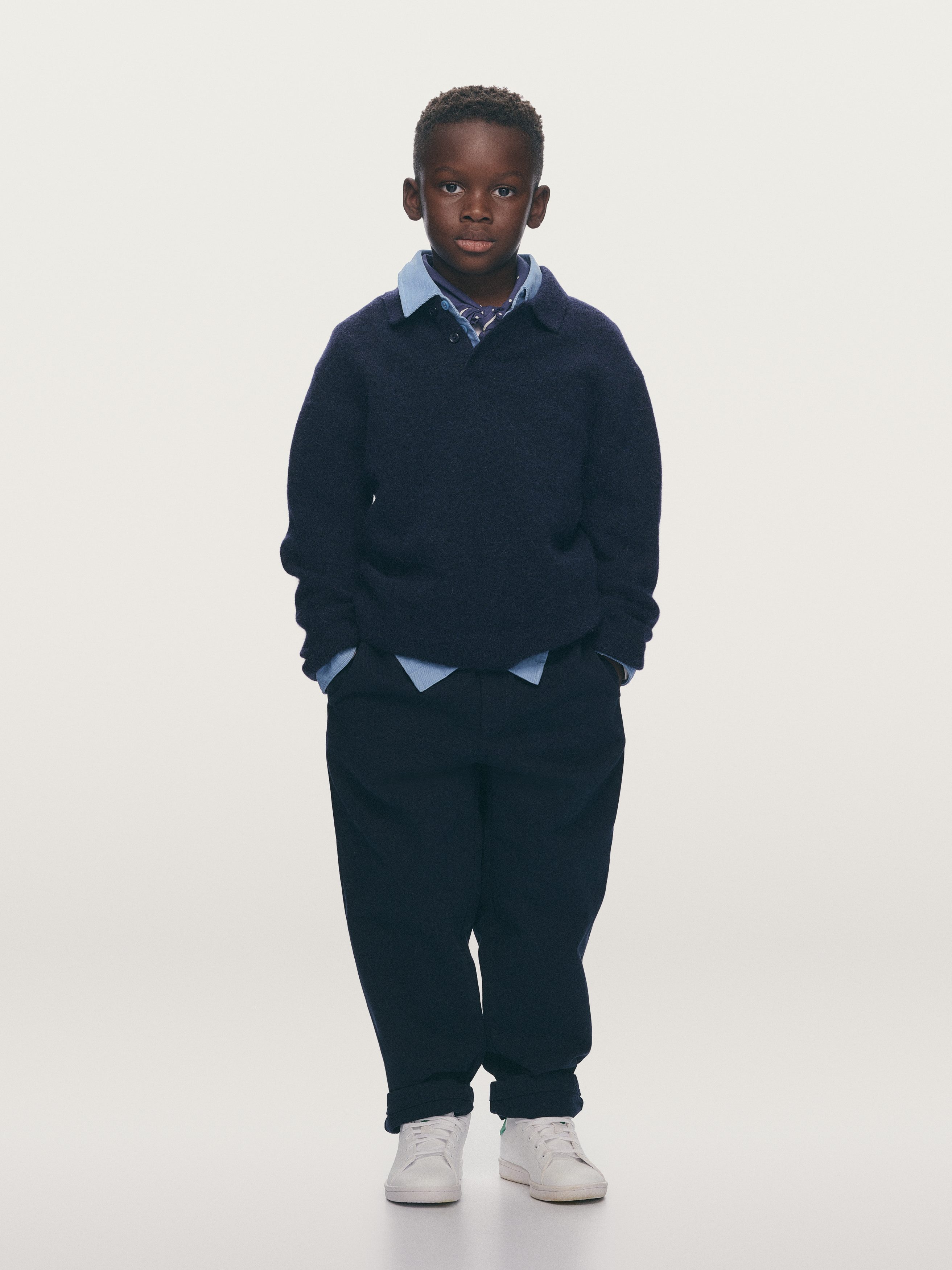 Tapered Cotton Chinos - Dark Blue - Regular fit - Children - StillMedia/Lookbook - 1