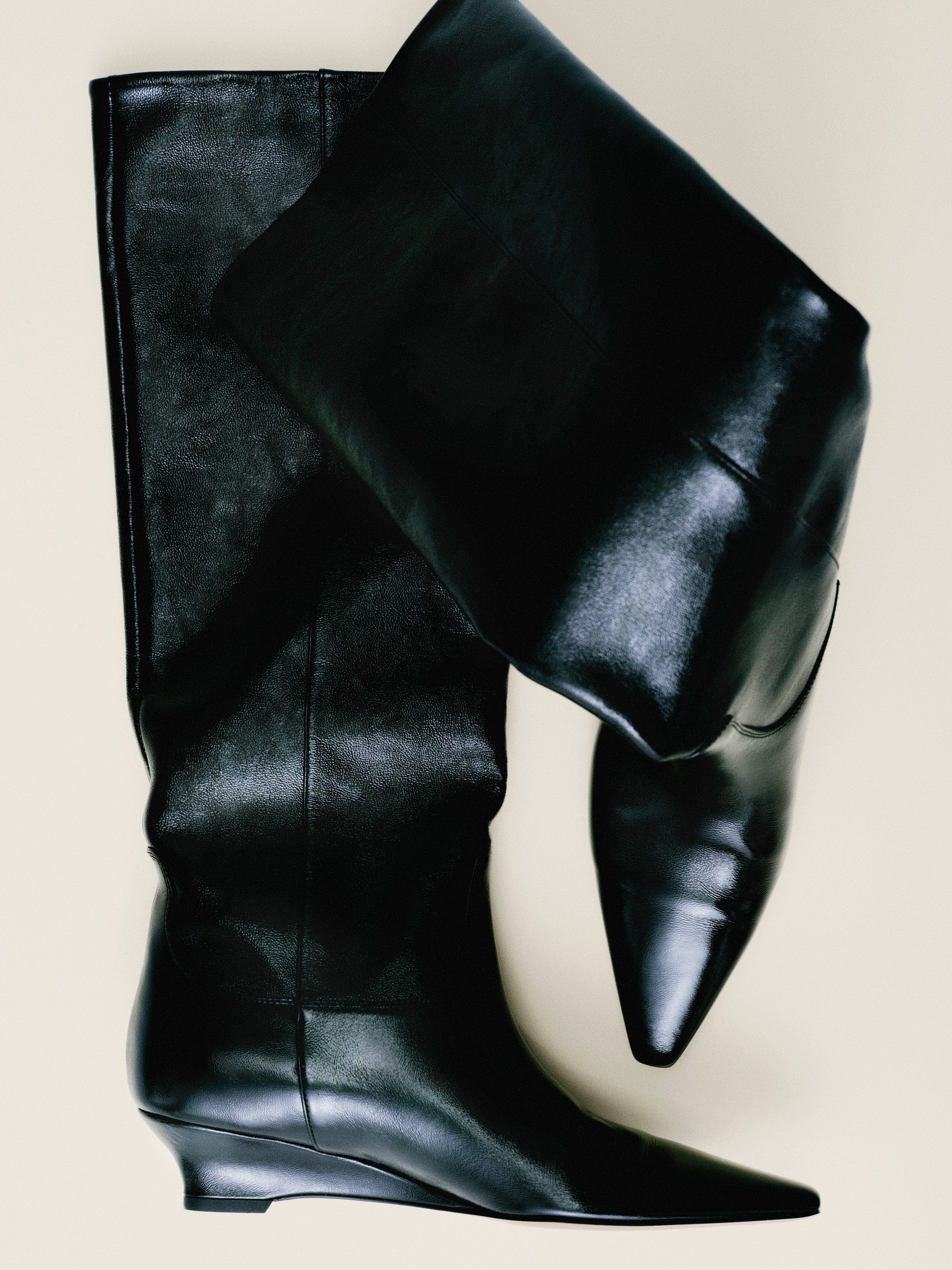 Glossy Leather Boots-#272627-17227