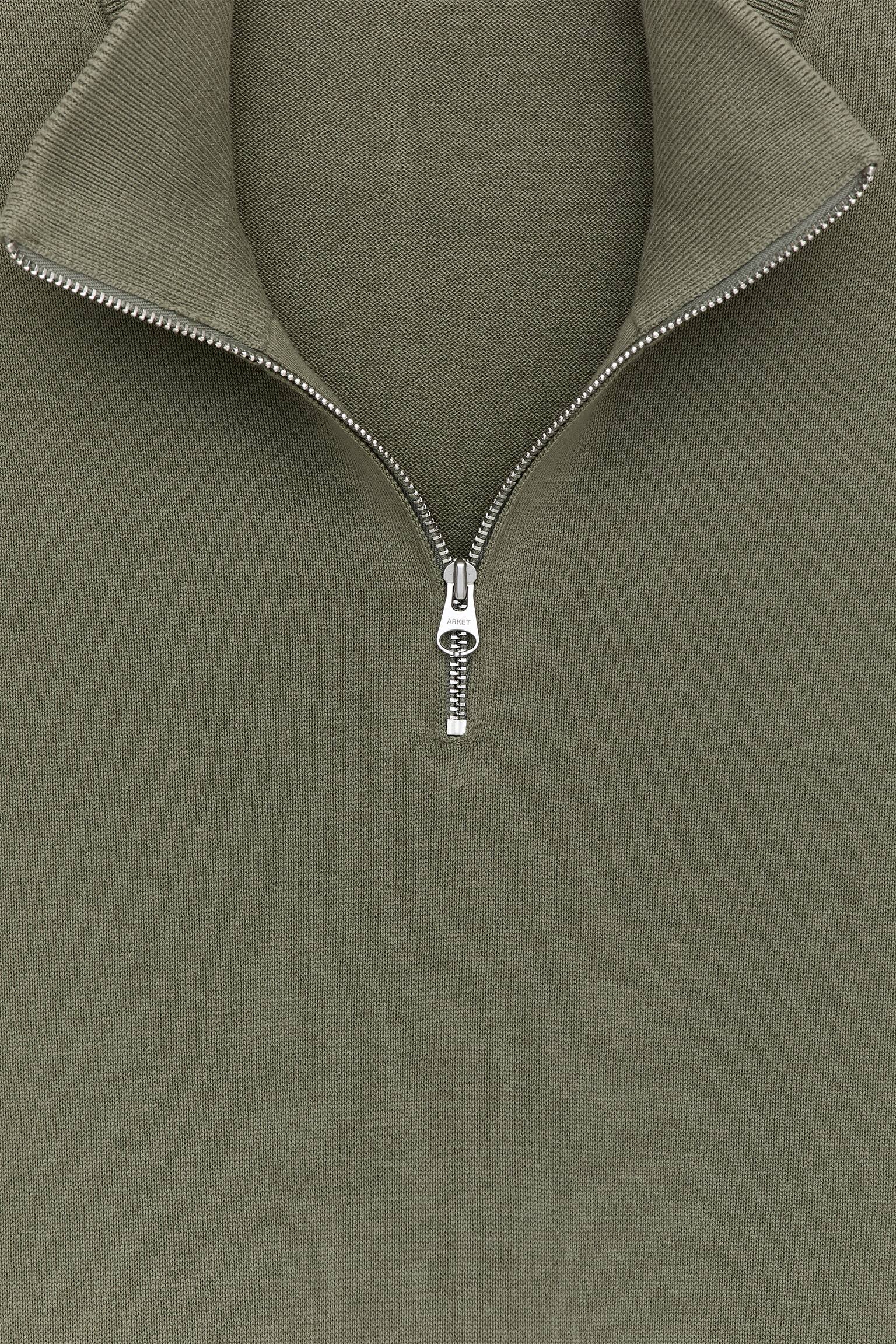 Strickpullover mit kurzem Reißverschluss - Khaki/Schwarz - 5