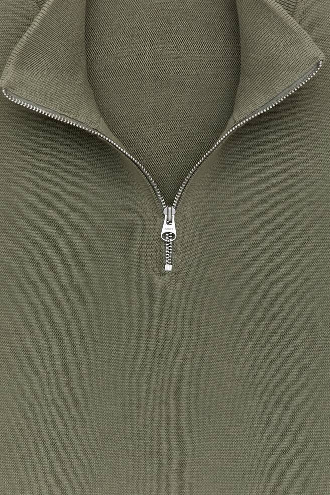 Knitted Half-Zip Jumper - Khaki Green/Black - 5