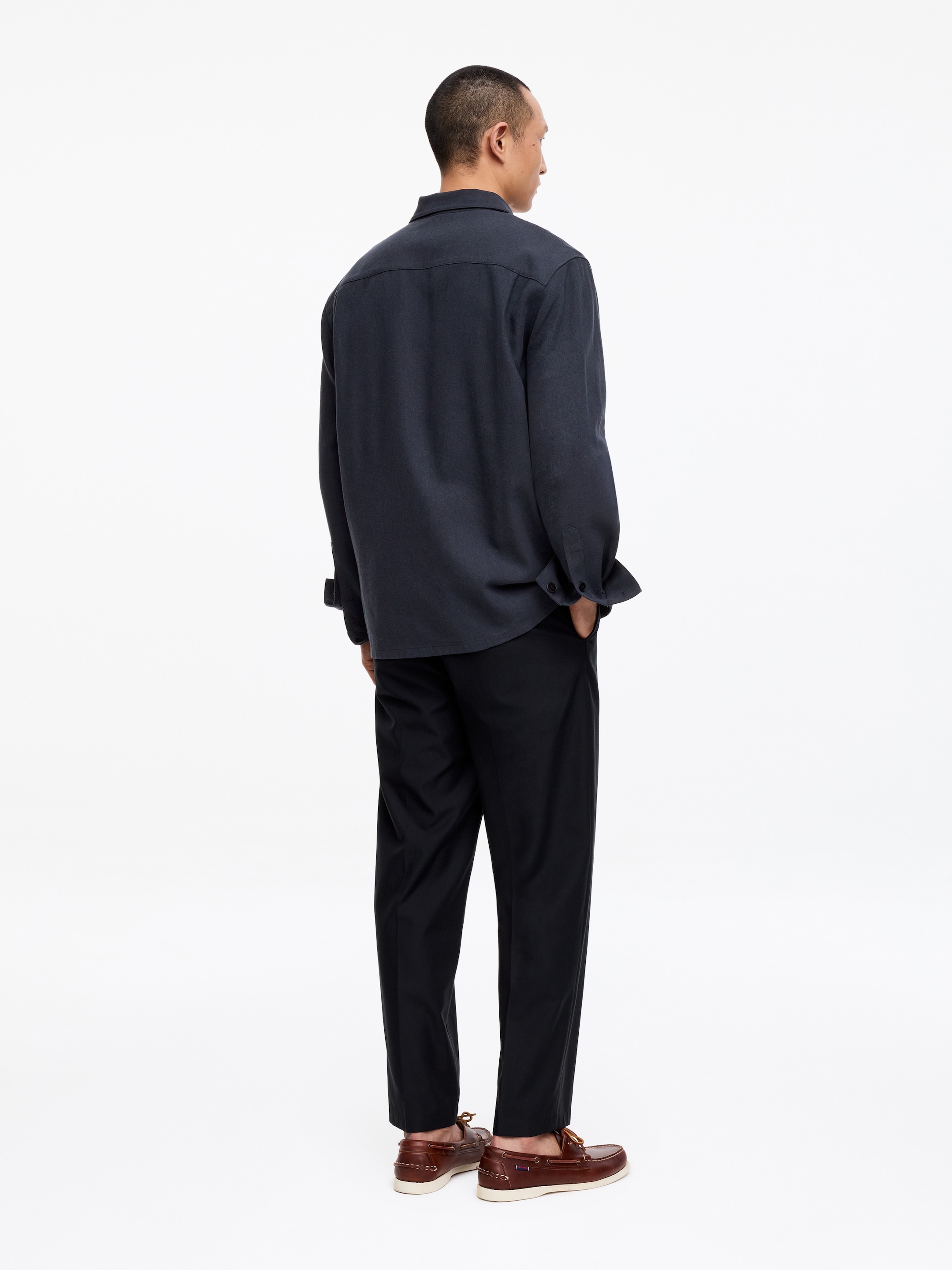 Tencel Blend Canvas Overshirt - Dark Blue - Relaxed fit - Men - StillMedia/Lookbook - 5