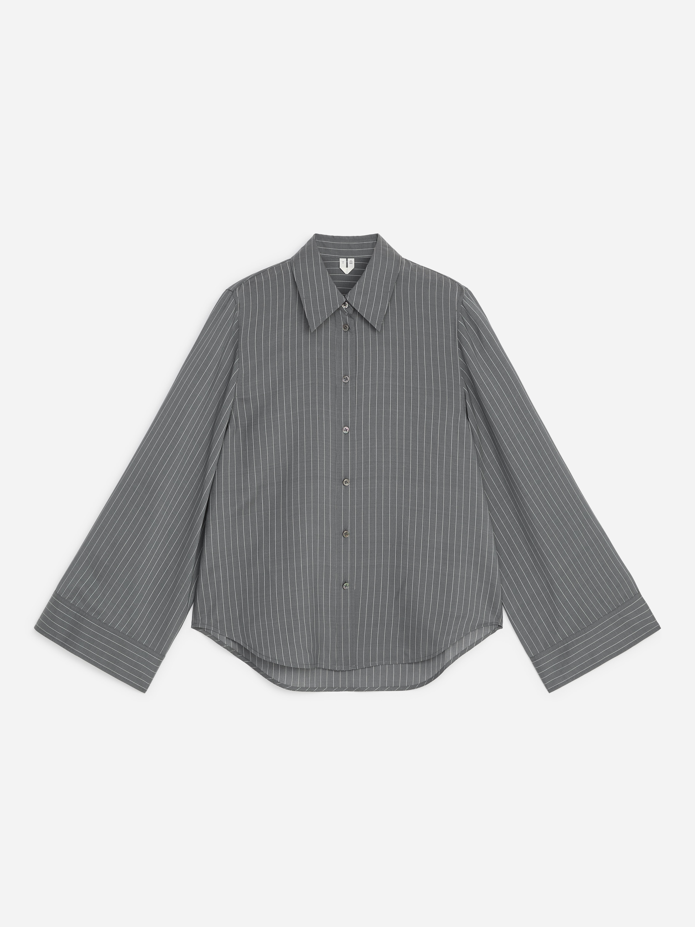 Volume-Sleeve Blouse - Grå/hvit