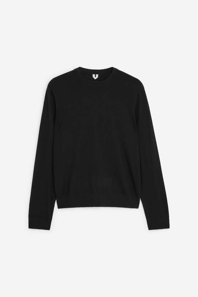Fint strikket sweater i merinould - Sort/Mørkeblå/Mørk kakigrøn/Mørkegrøn - 1