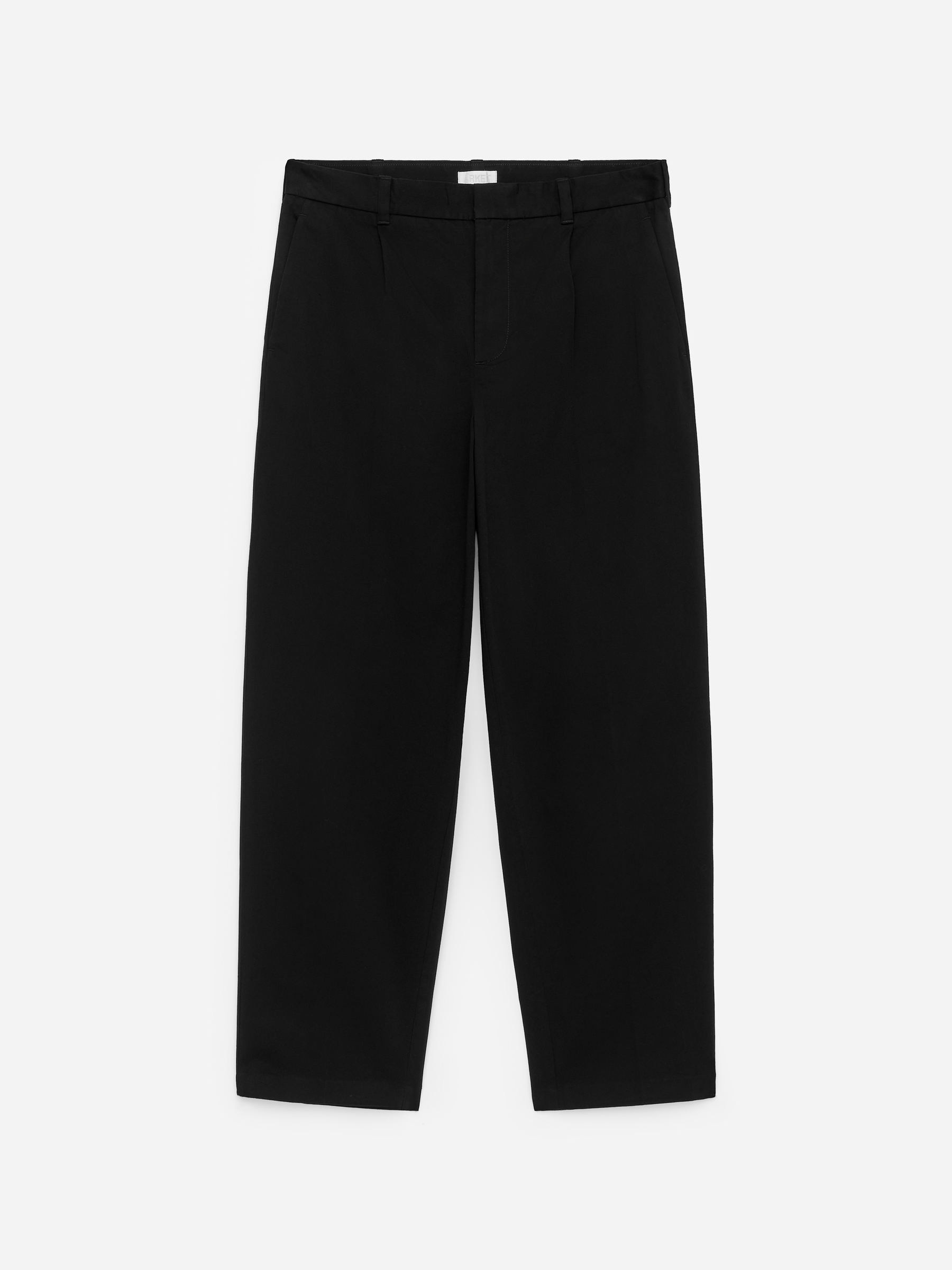 Loose Fit Cotton Trousers-Black-17455