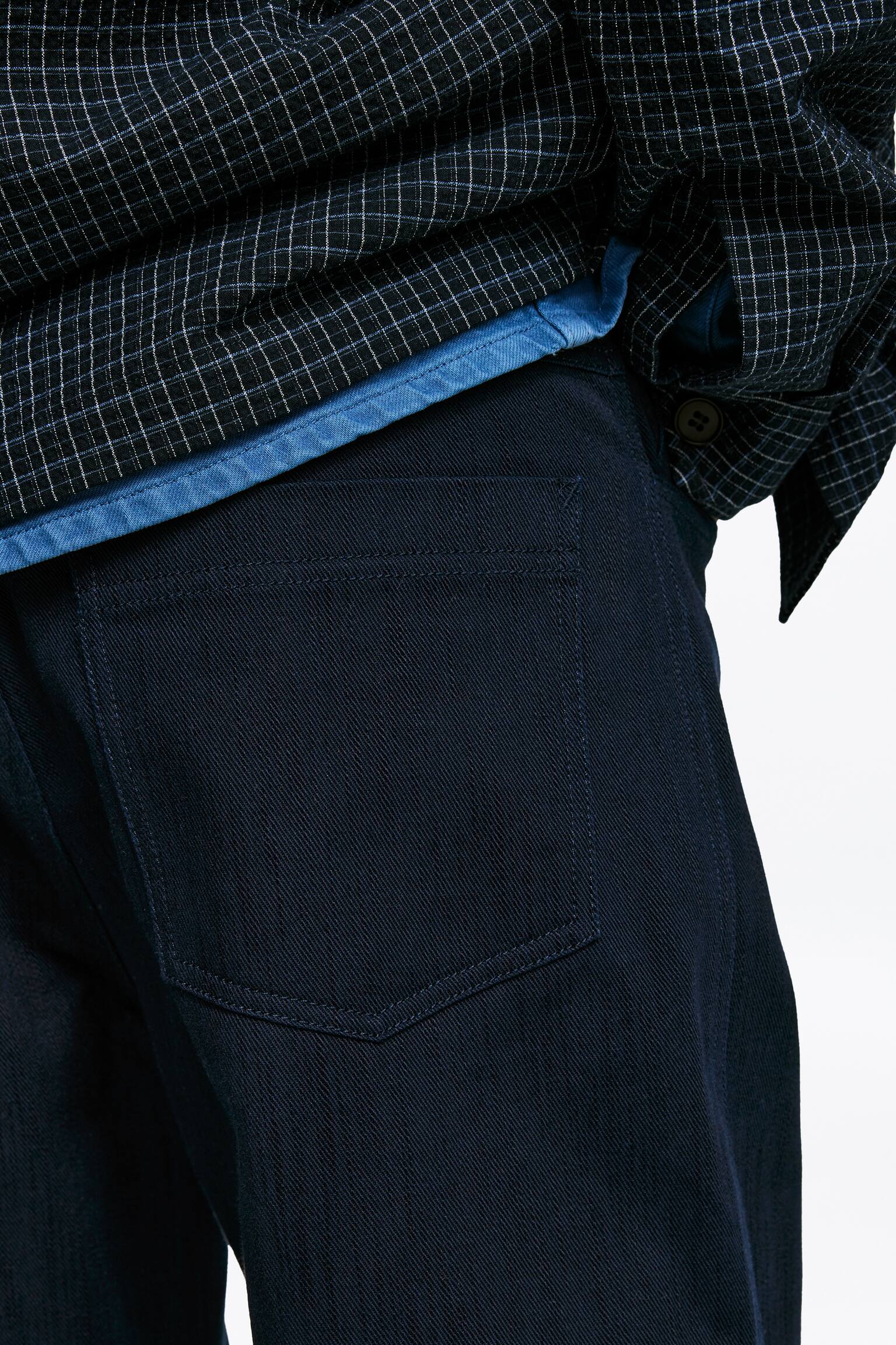 Pantalones de sarga de algodón de corte relajado - Azul oscuro/Verde caqui - 6