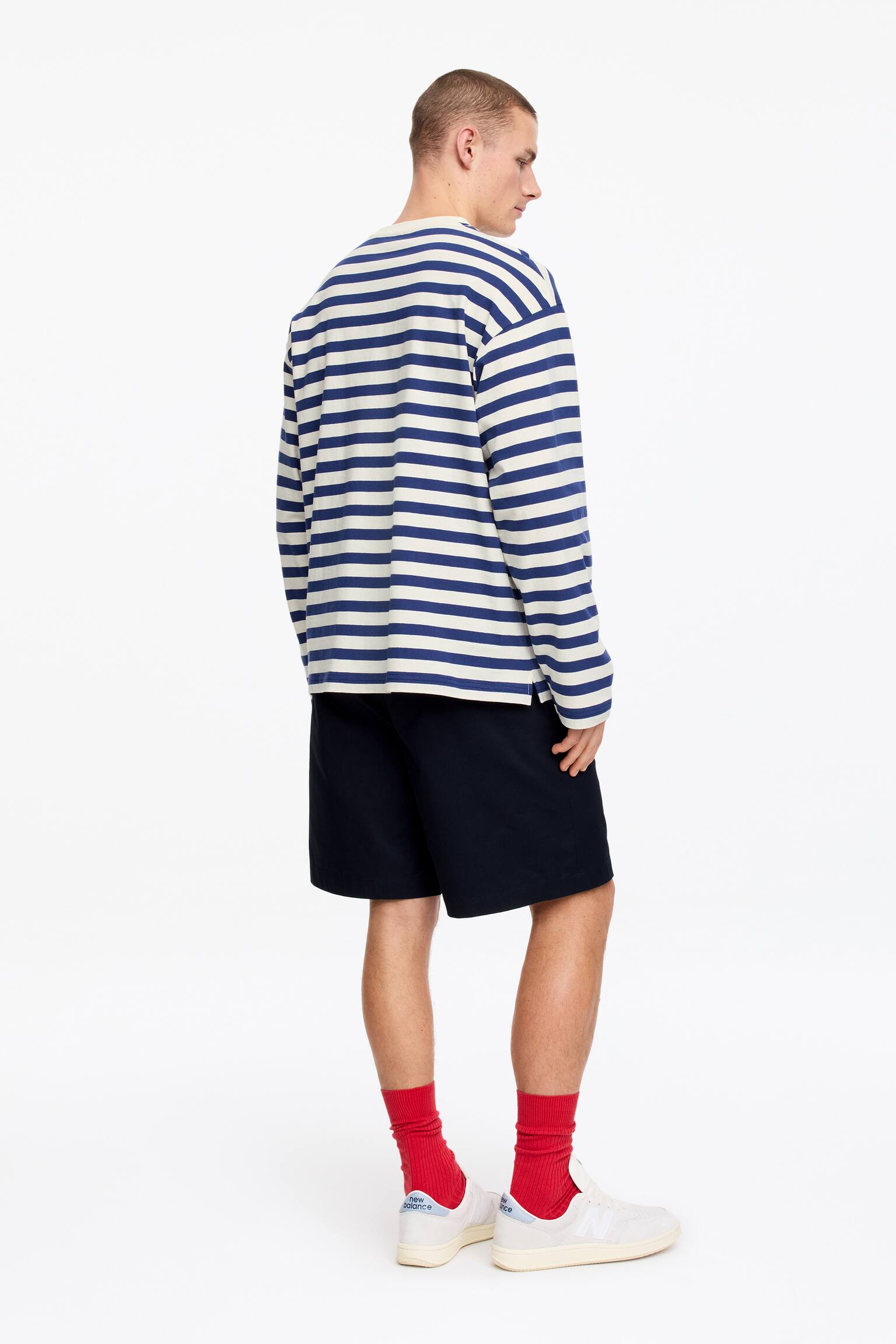 T-shirt a maniche lunghe con taglio rilassato - Blu/Bianco/Bianco sporco/Blu/Rosso - 3