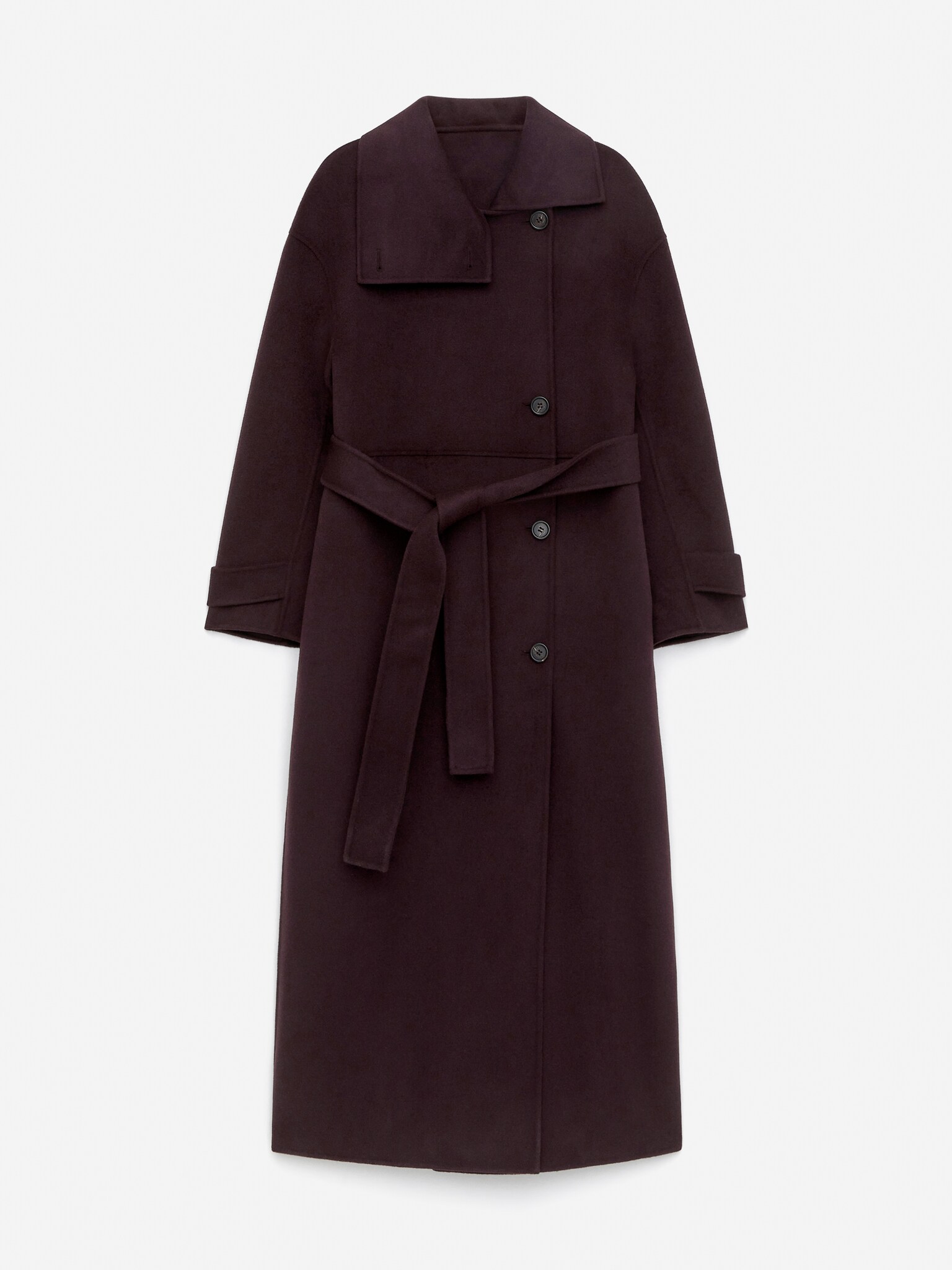 Manteau à col cheminée en laine mélangée - Bordeaux - 2