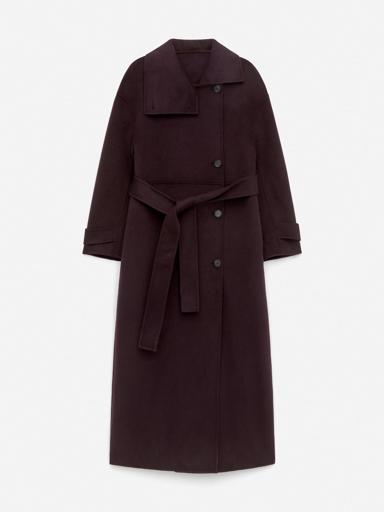 Manteau à col cheminée en laine mélangée - Bordeaux - 2