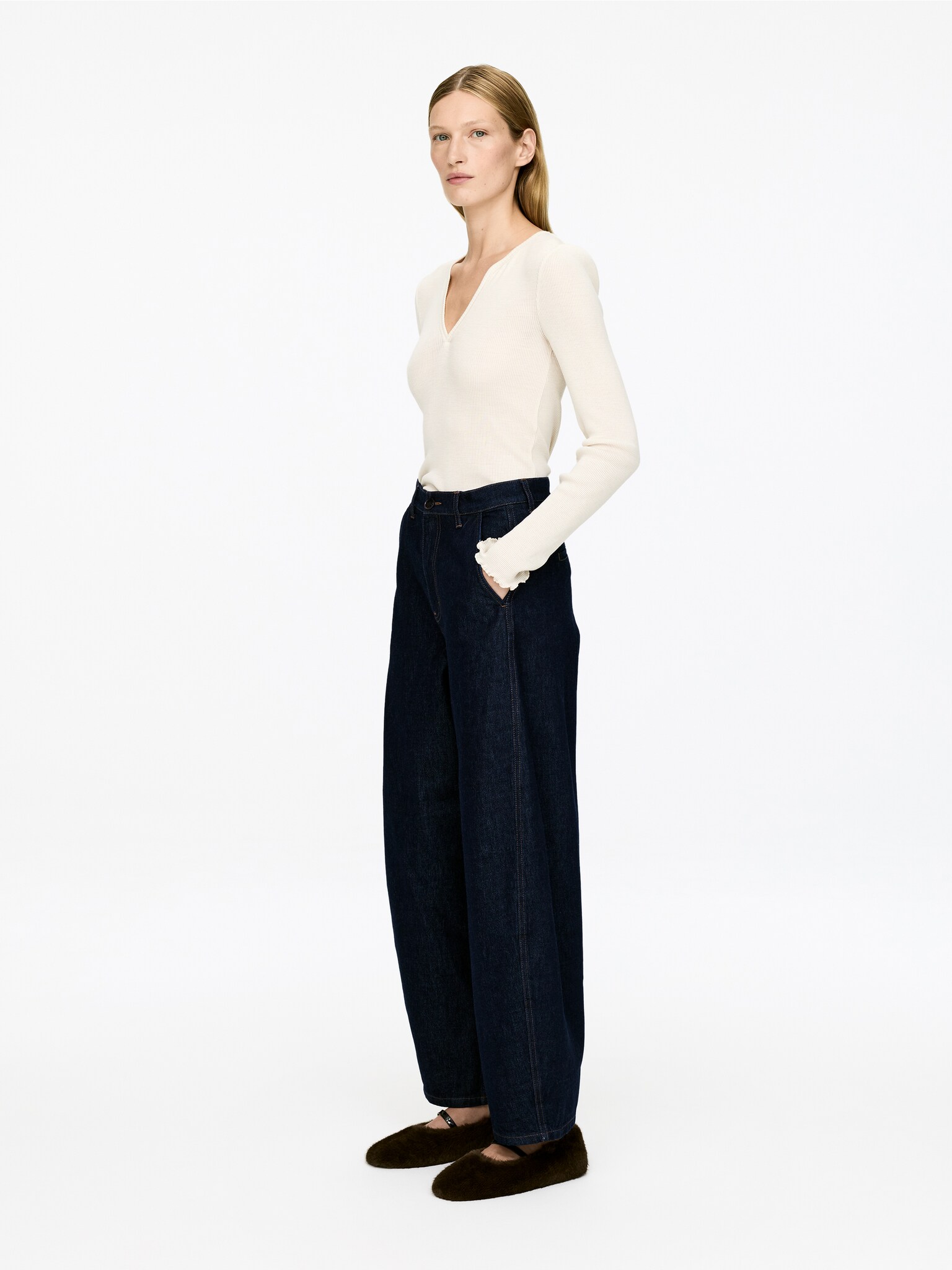 Jeans dal taglio barrel - Blu scuro - 6