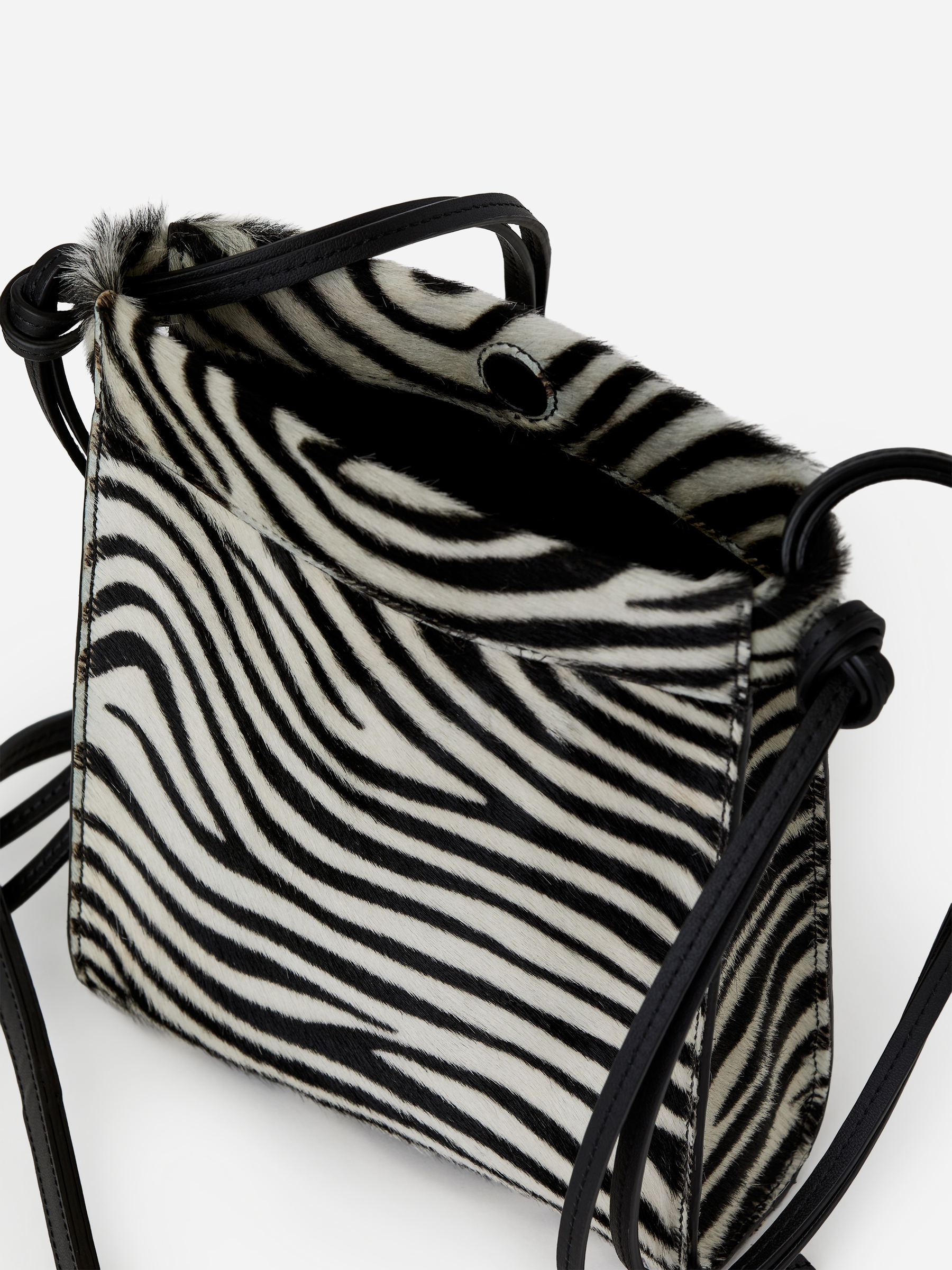 Sac à bandoulière en cuir avec imprimé zébré - Noir/blanc cassé - Femme - StillMedia/DescriptiveStillLife - 2