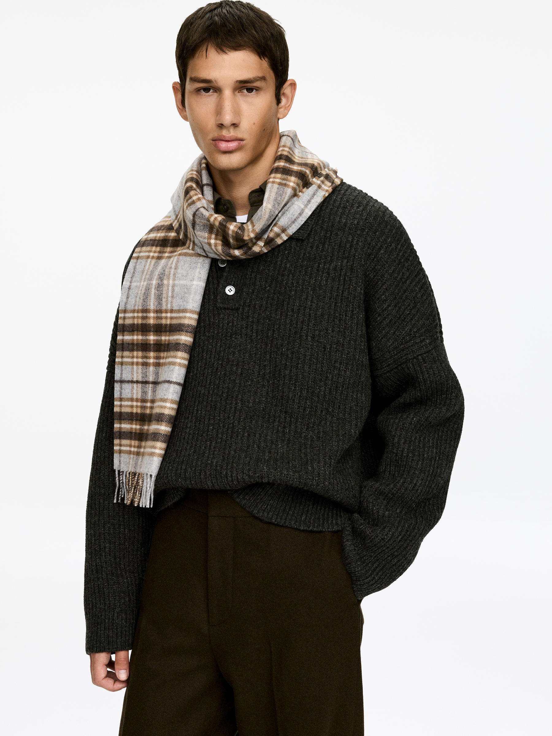 Checkered Wool Scarf - Beige - Men - StillMedia/Lookbook - 4