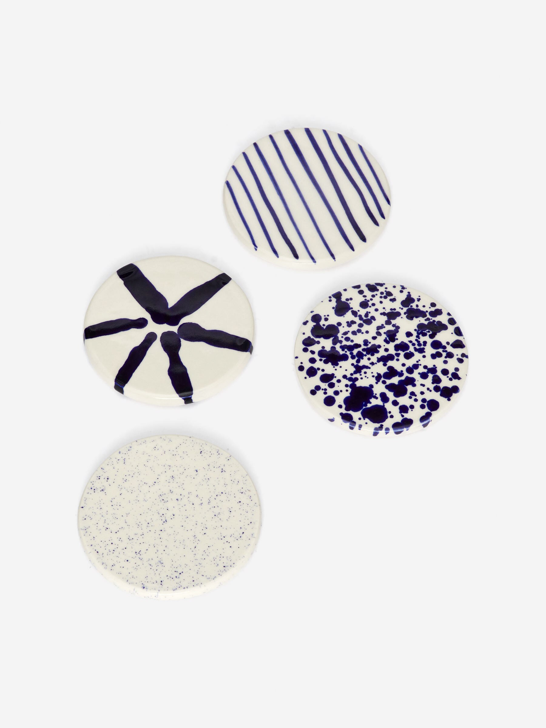 Untersetzer aus Steingut, 4er-Set - Cremeweiß/Blau - Haushaltswaren - StillMedia/DescriptiveDetail - 3