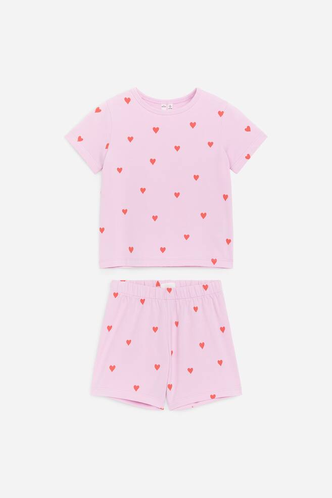 Short Jersey Pyjama Set - Pink/Hearts/Light Blue/Dinosaurs/Pink/Yellow/Khaki Green/Blue/Grey/Light Blue/Green/Blue/White - 1