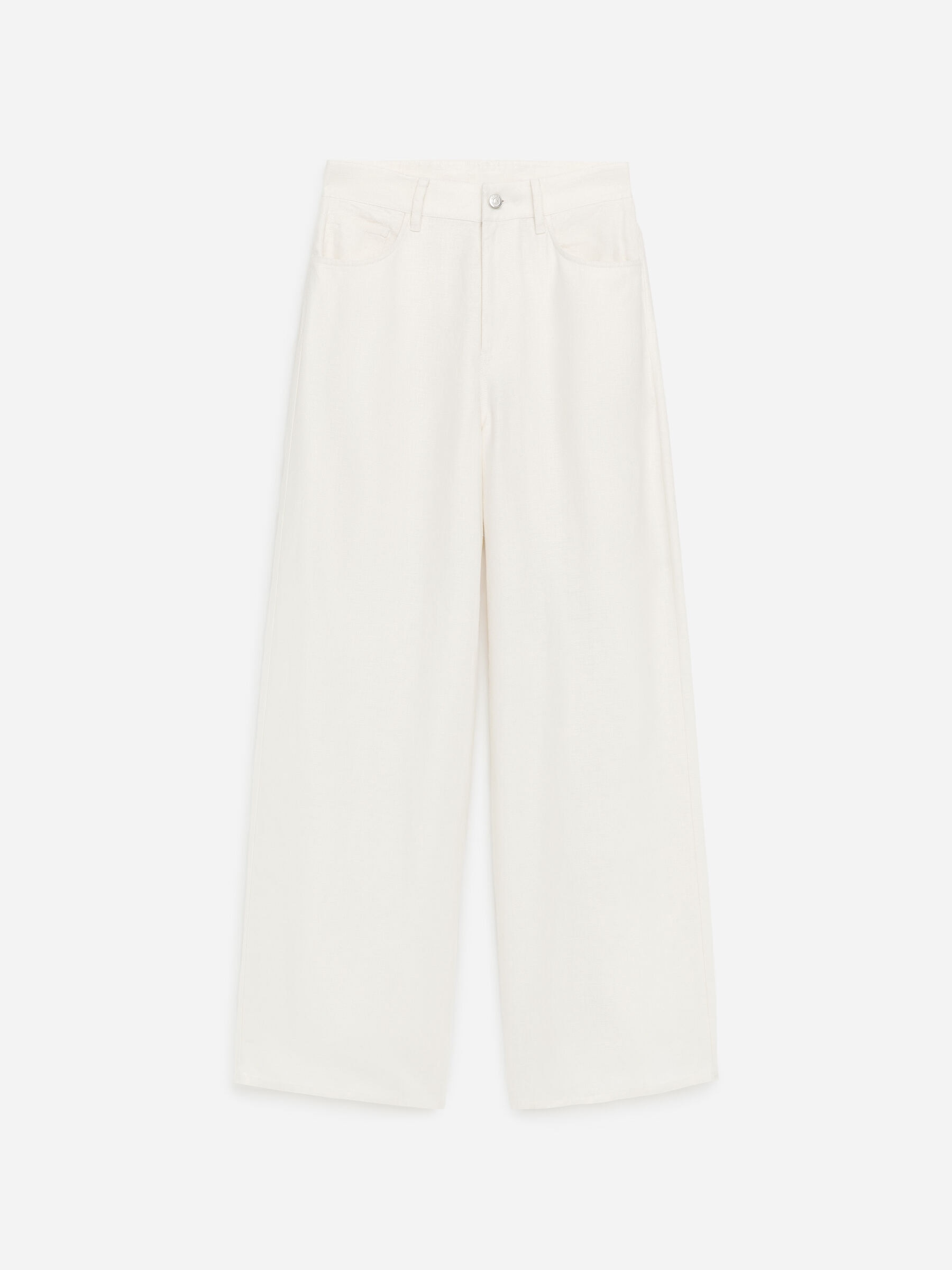 Five-Pocket Linen Trousers - White - Loose fit - Women - StillMedia/DescriptiveStillLife - 1