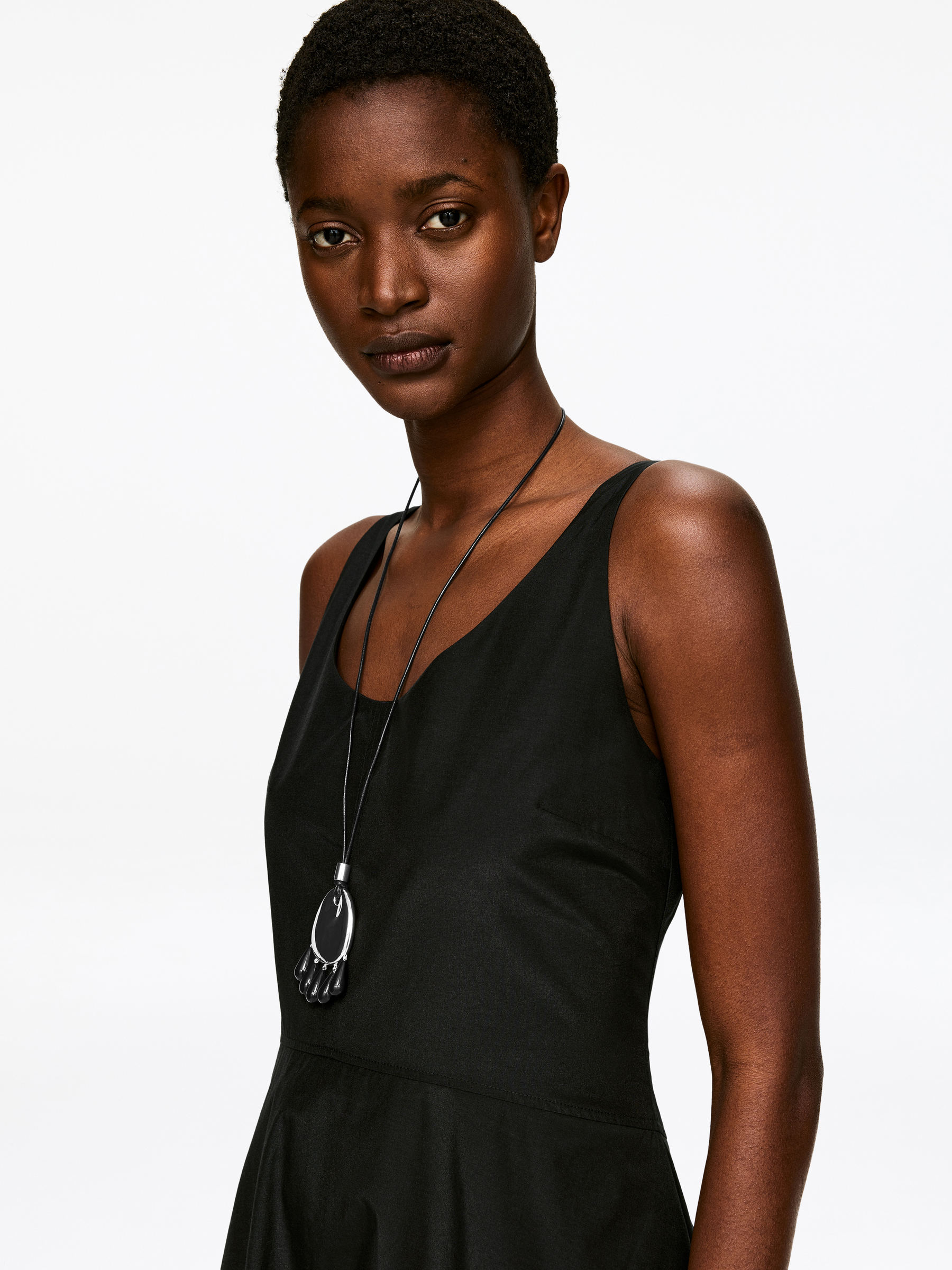 Pendant Leather Necklace-#DFDEDE-17911