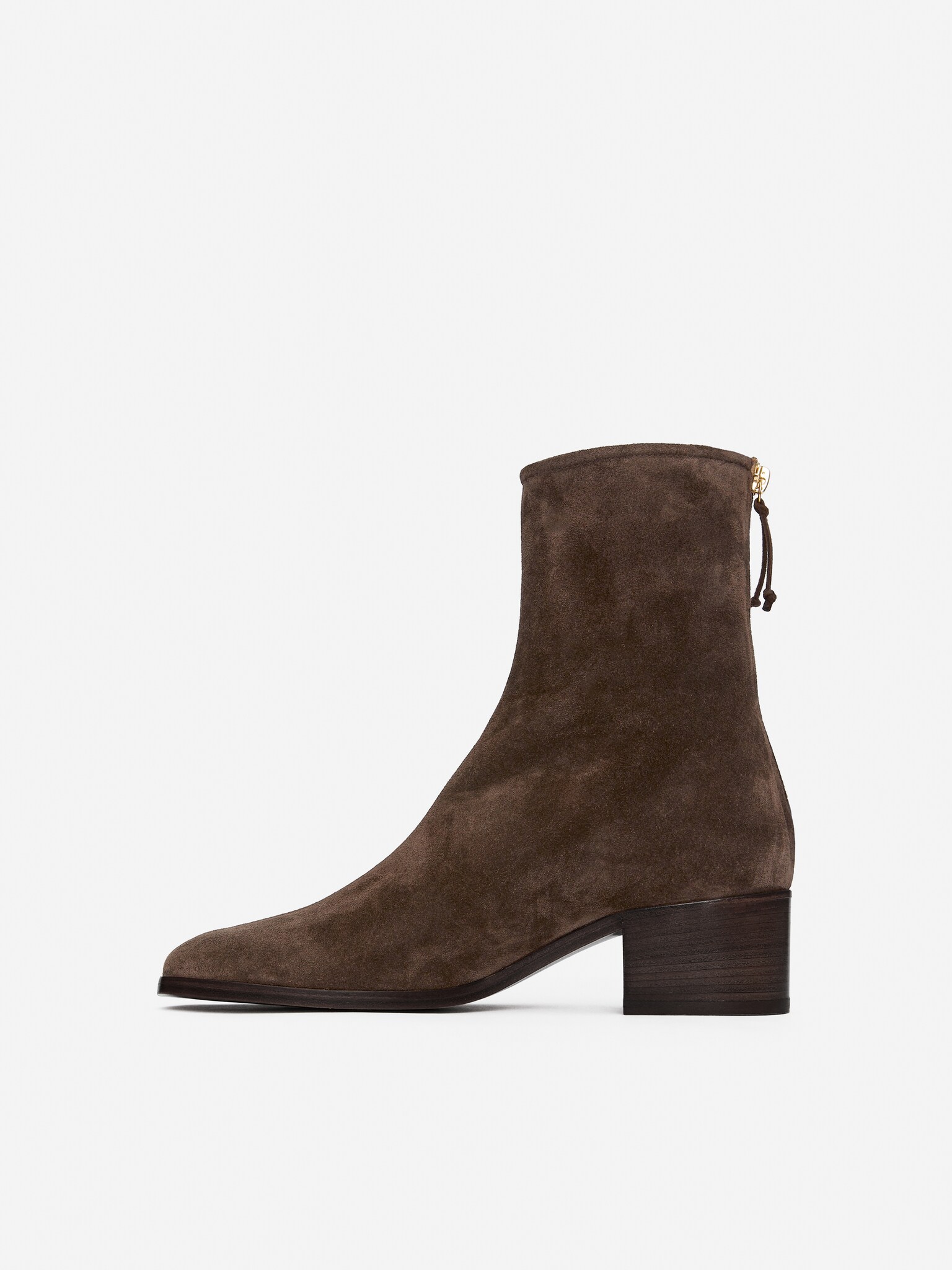 Suede Ankle Boots - Brown - 3
