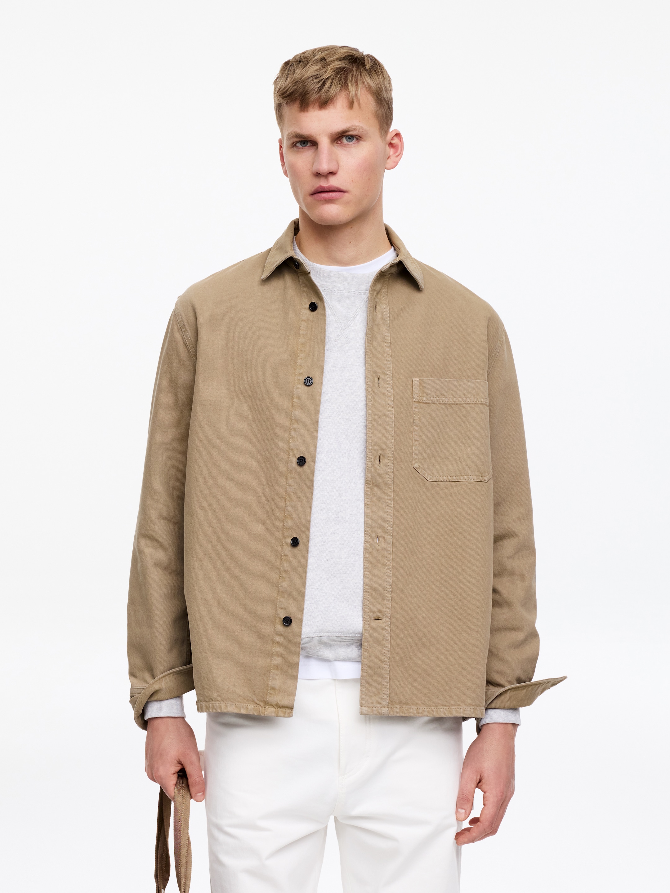Cotton Overshirt - Beige - Regular fit - Men - StillMedia/Lookbook - 3