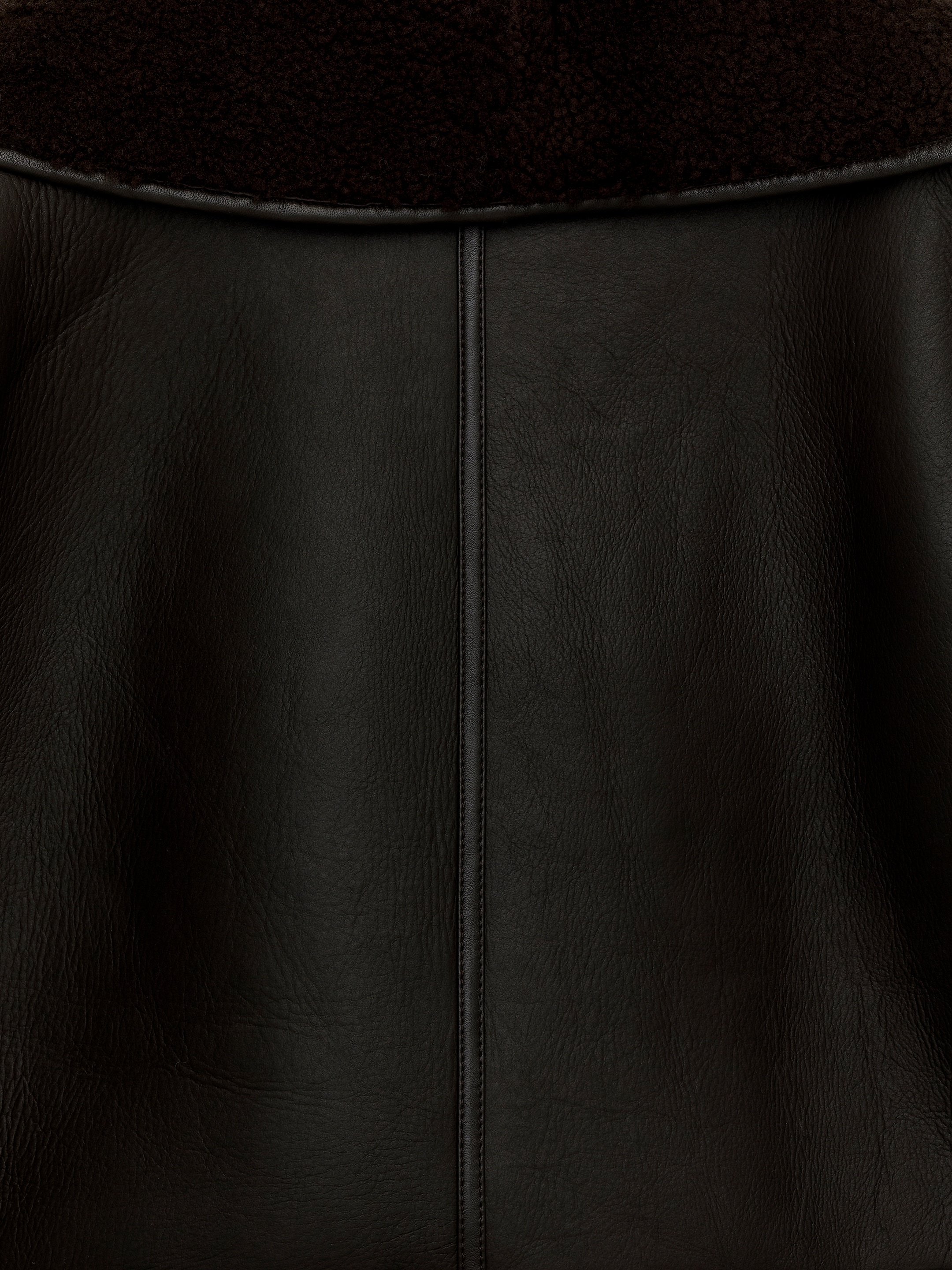 Shearling-Lined Leather Jacket - Dark Brown - Oversized - Women - StillMedia/DescriptiveStillLife - 1