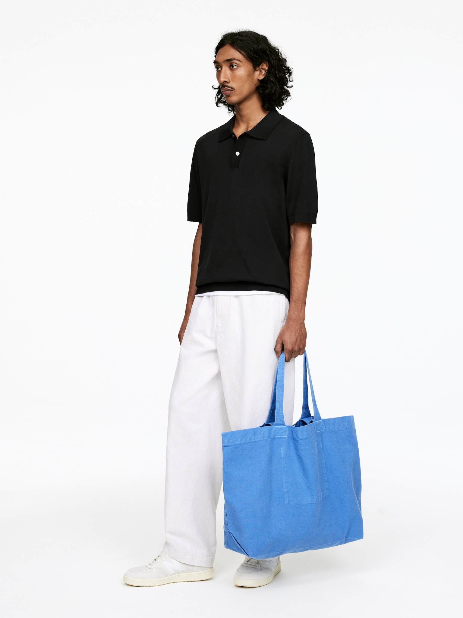 Polo en soie et coton - Noir/Vert kaki - 3