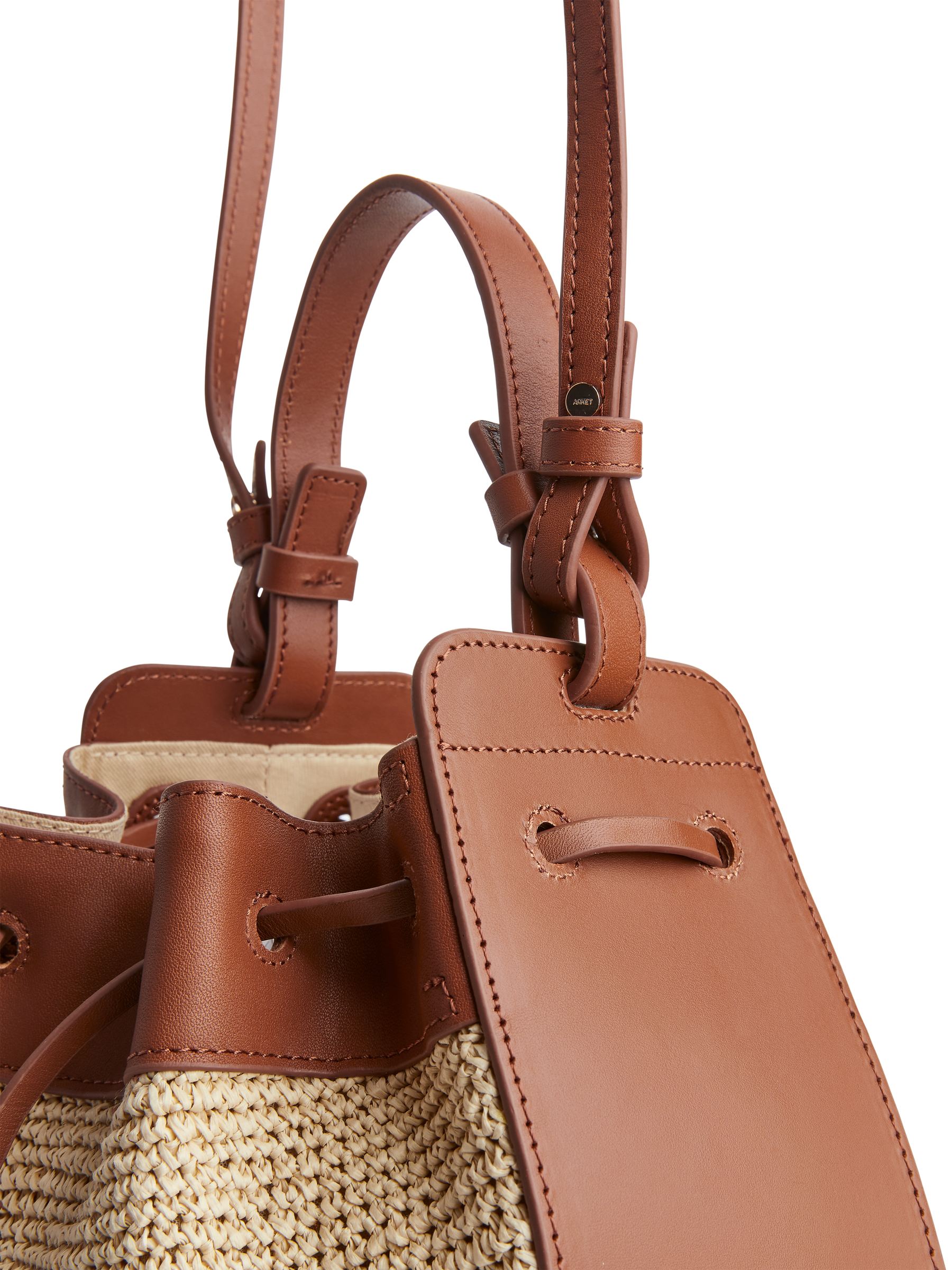 Leather Trimmed Straw Bag - Beige/Brown - Women - StillMedia/DescriptiveDetail - 4