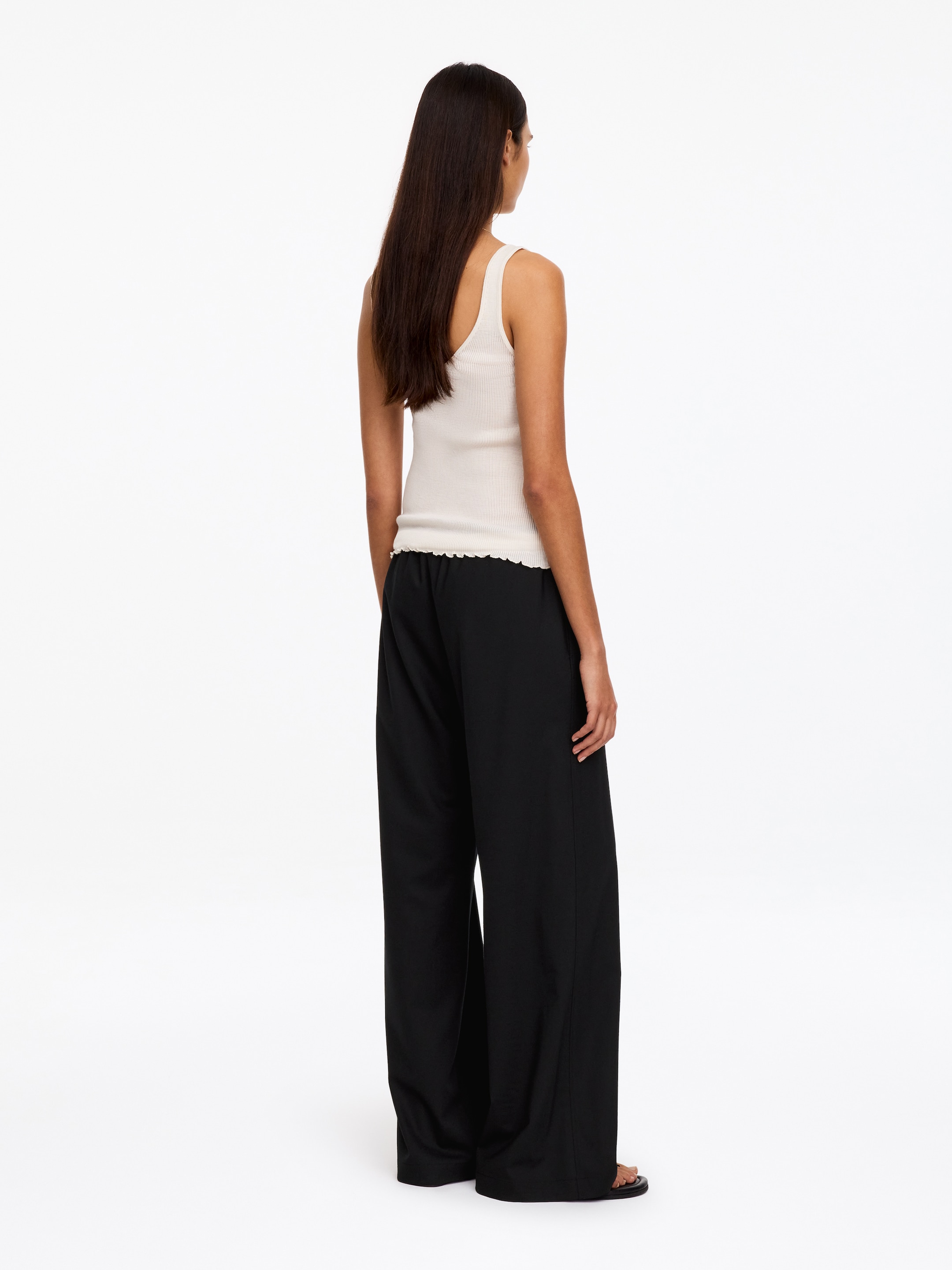 Wool-blend Flannel Trousers - Black - Regular fit - women - StillMedia/Lookbook - 5